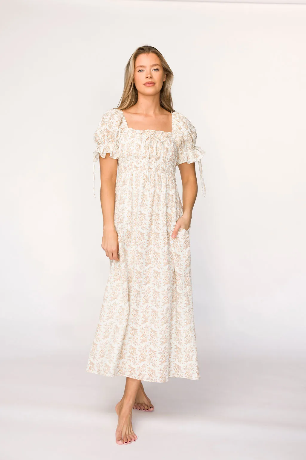 100% Cotton Savanna Steppe Dress in Taupe - Bump Friendly & Inclusive Sizing (S-3XL)