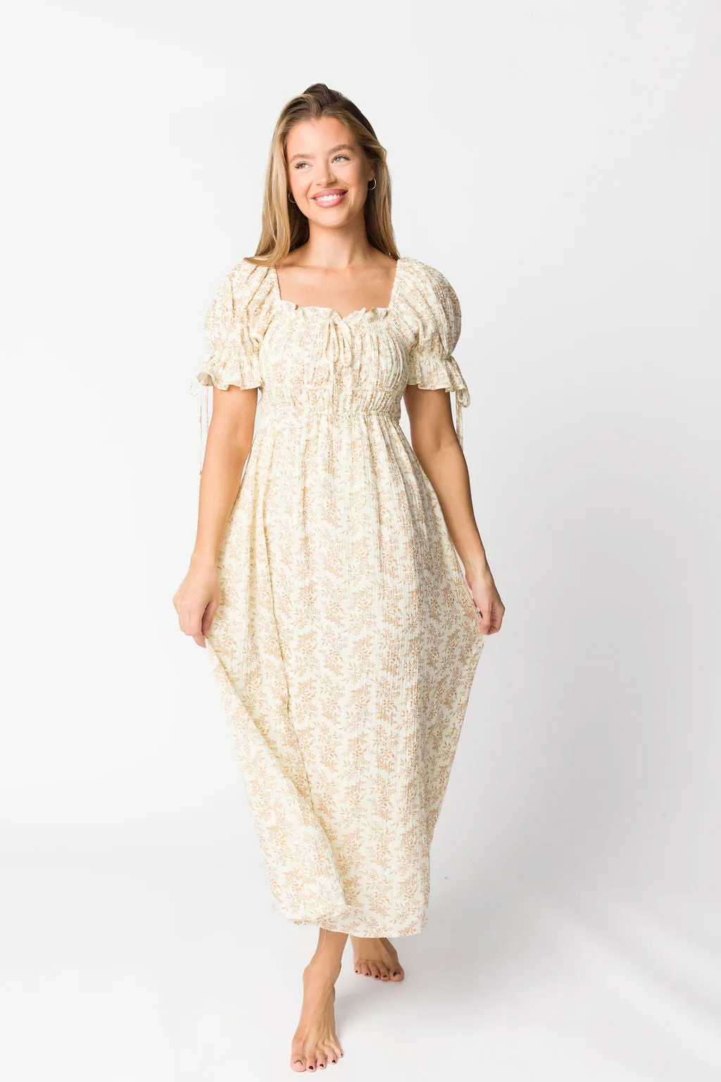 100% Cotton Savanna Steppe Dress in Taupe - Bump Friendly & Inclusive Sizing (S-3XL)