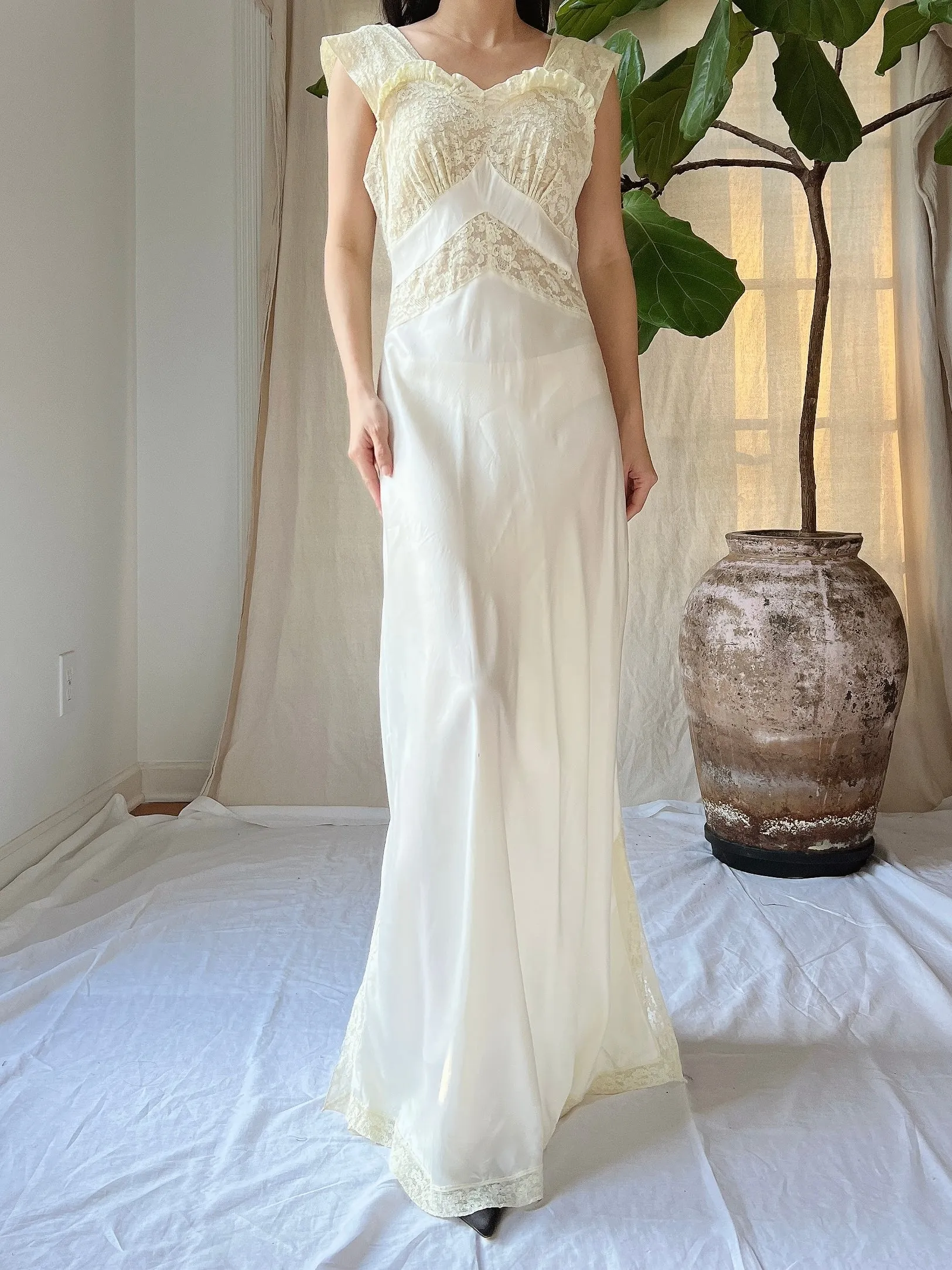 1930s Satin Slip Dress -  S