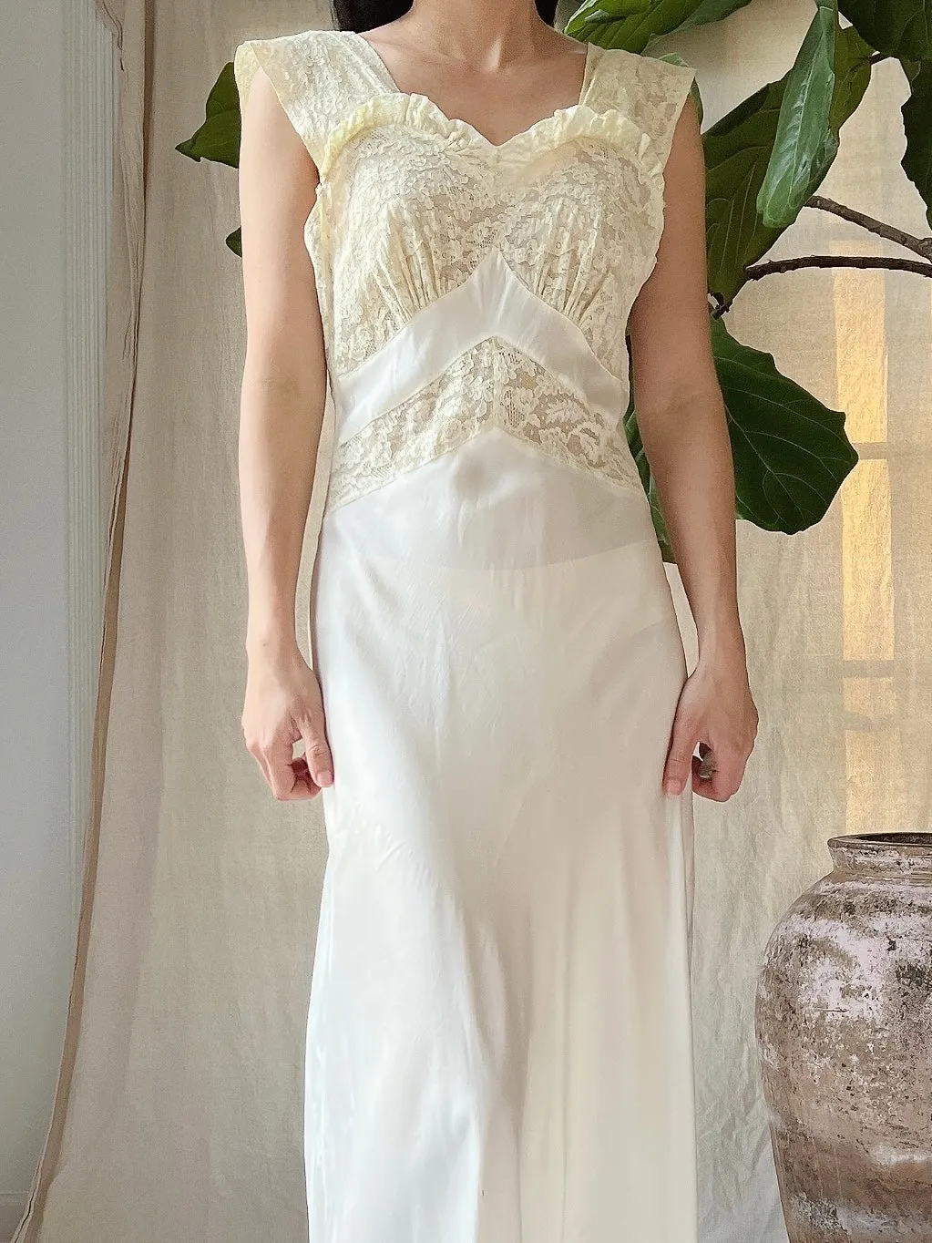 1930s Satin Slip Dress -  S