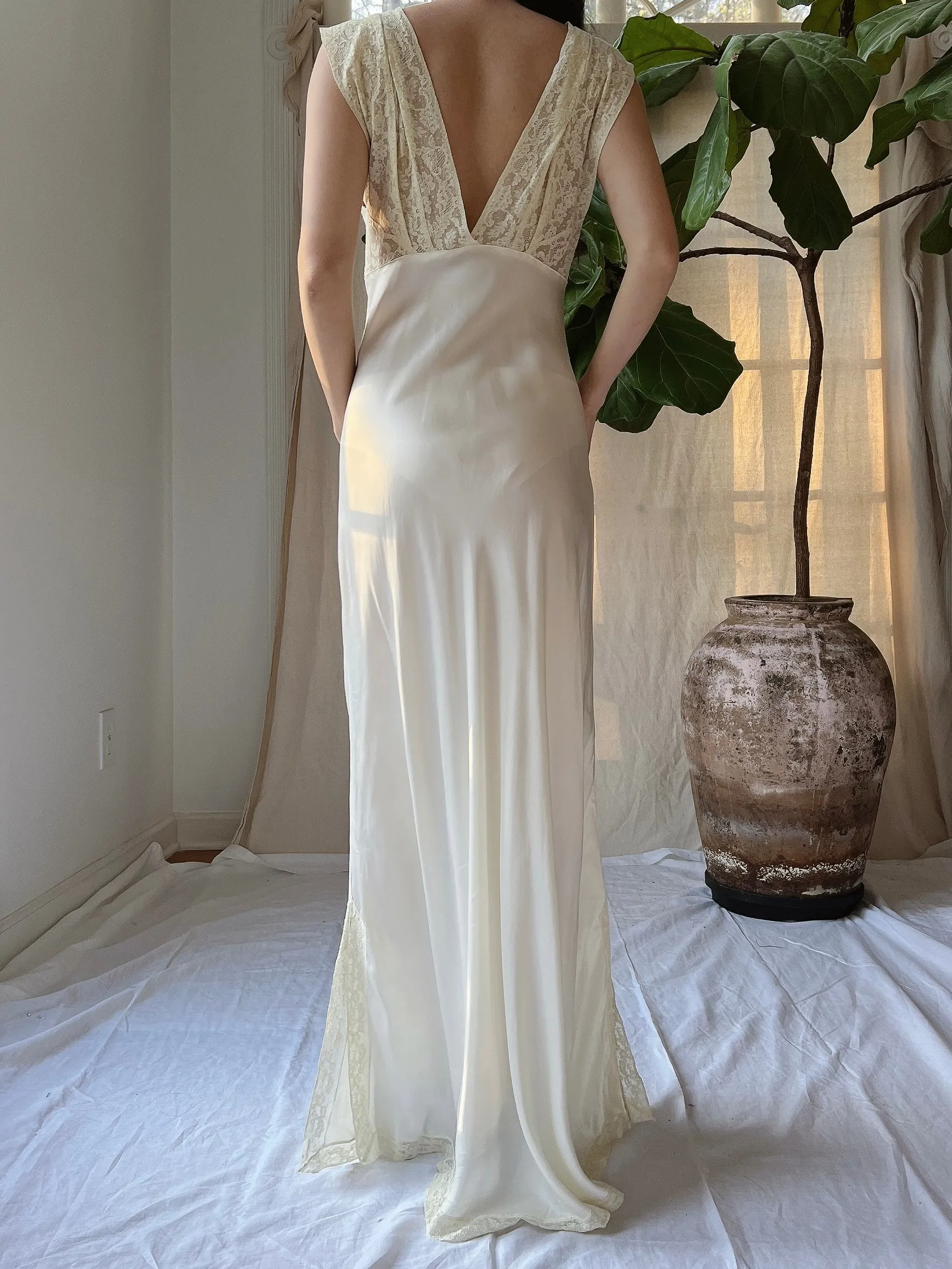 1930s Satin Slip Dress -  S