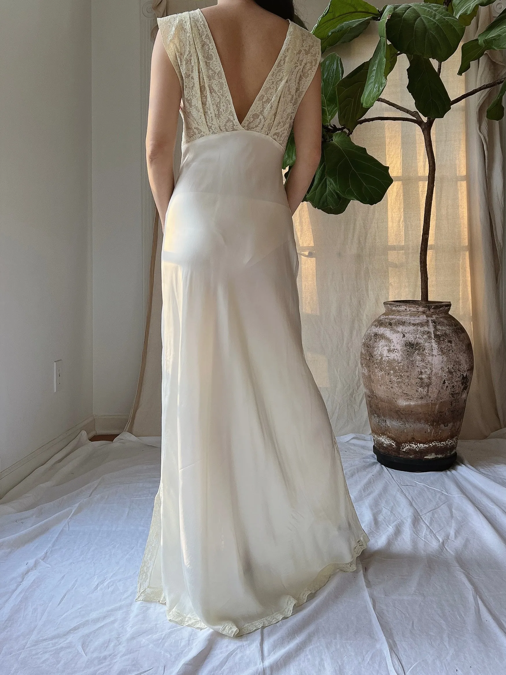 1930s Satin Slip Dress -  S