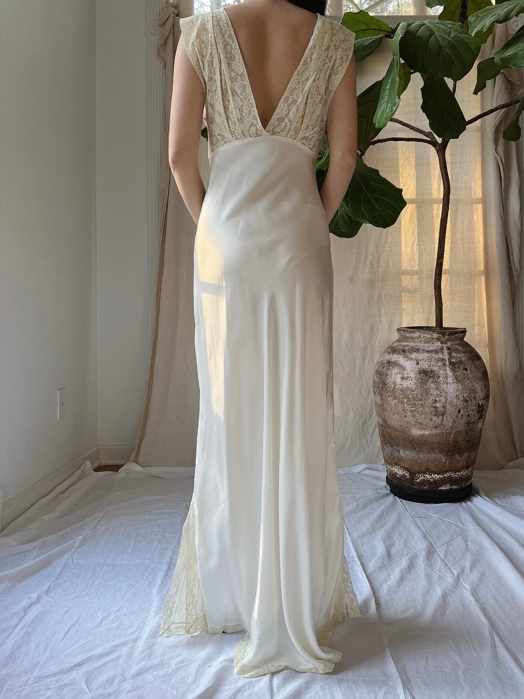 1930s Satin Slip Dress -  S