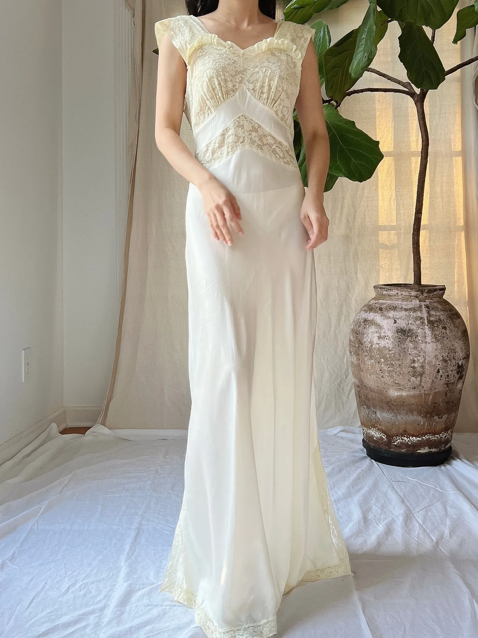 1930s Satin Slip Dress -  S