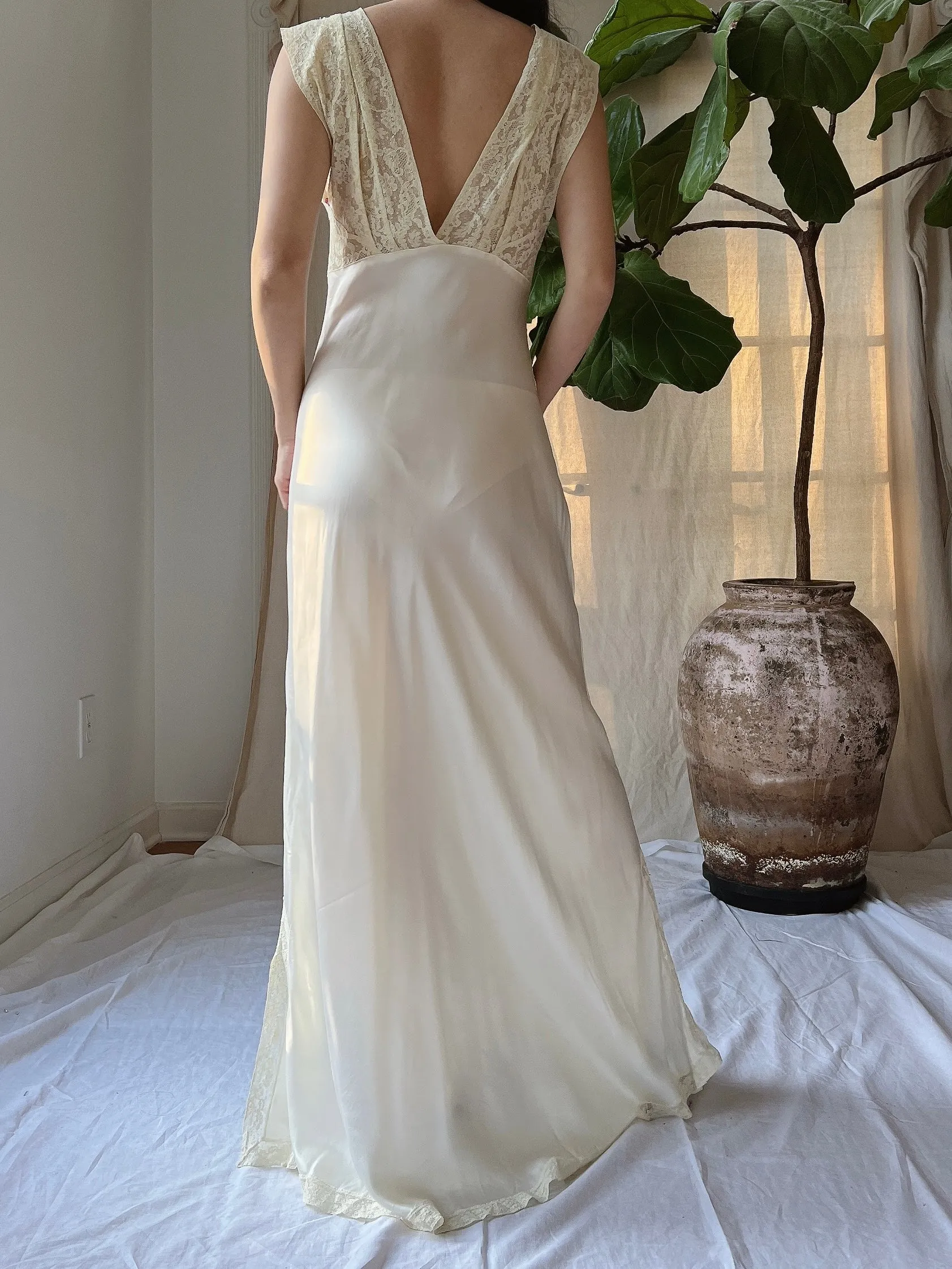 1930s Satin Slip Dress -  S