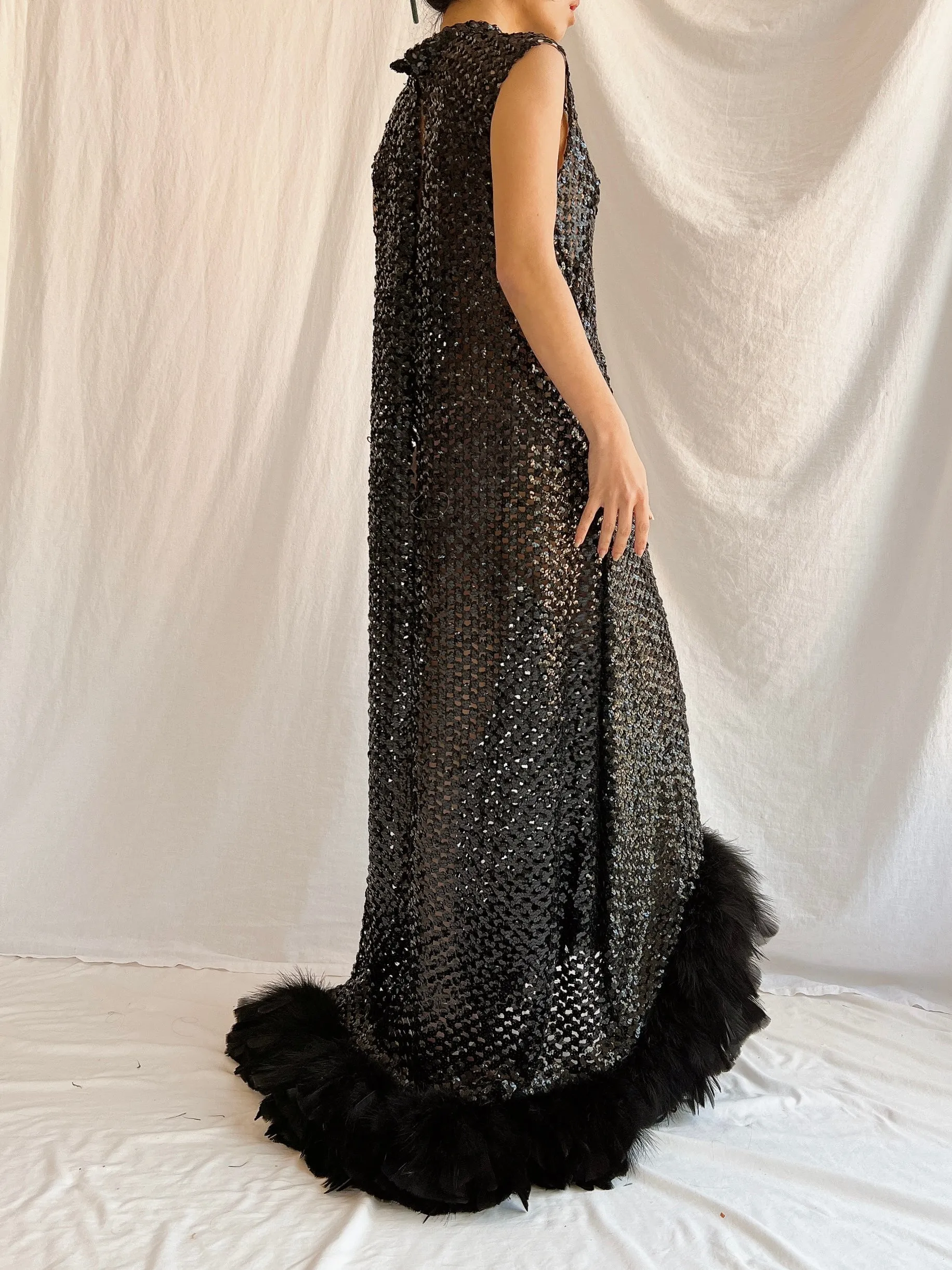 1960s Sheer Knitted Sequins Dress - M/L