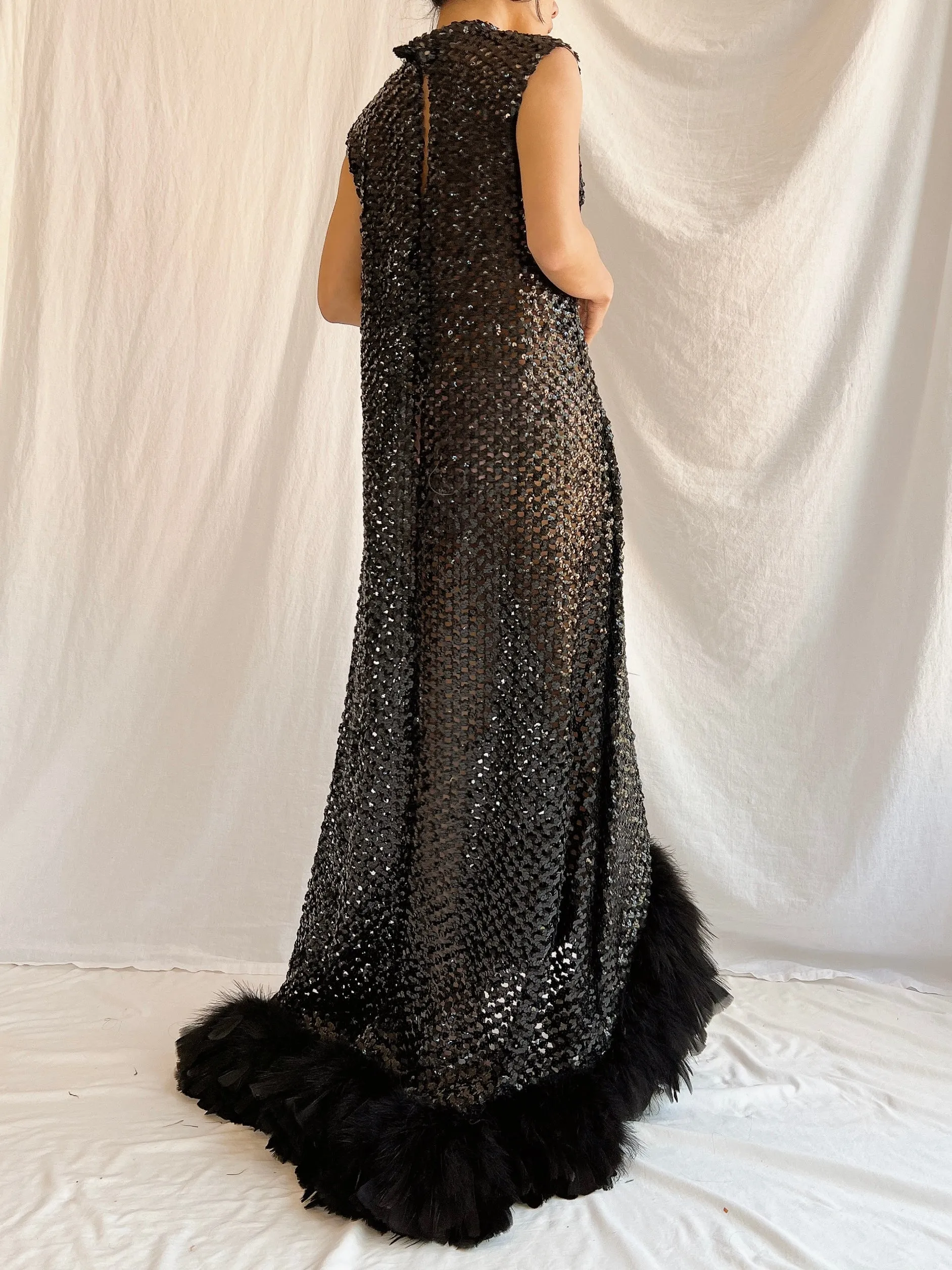 1960s Sheer Knitted Sequins Dress - M/L