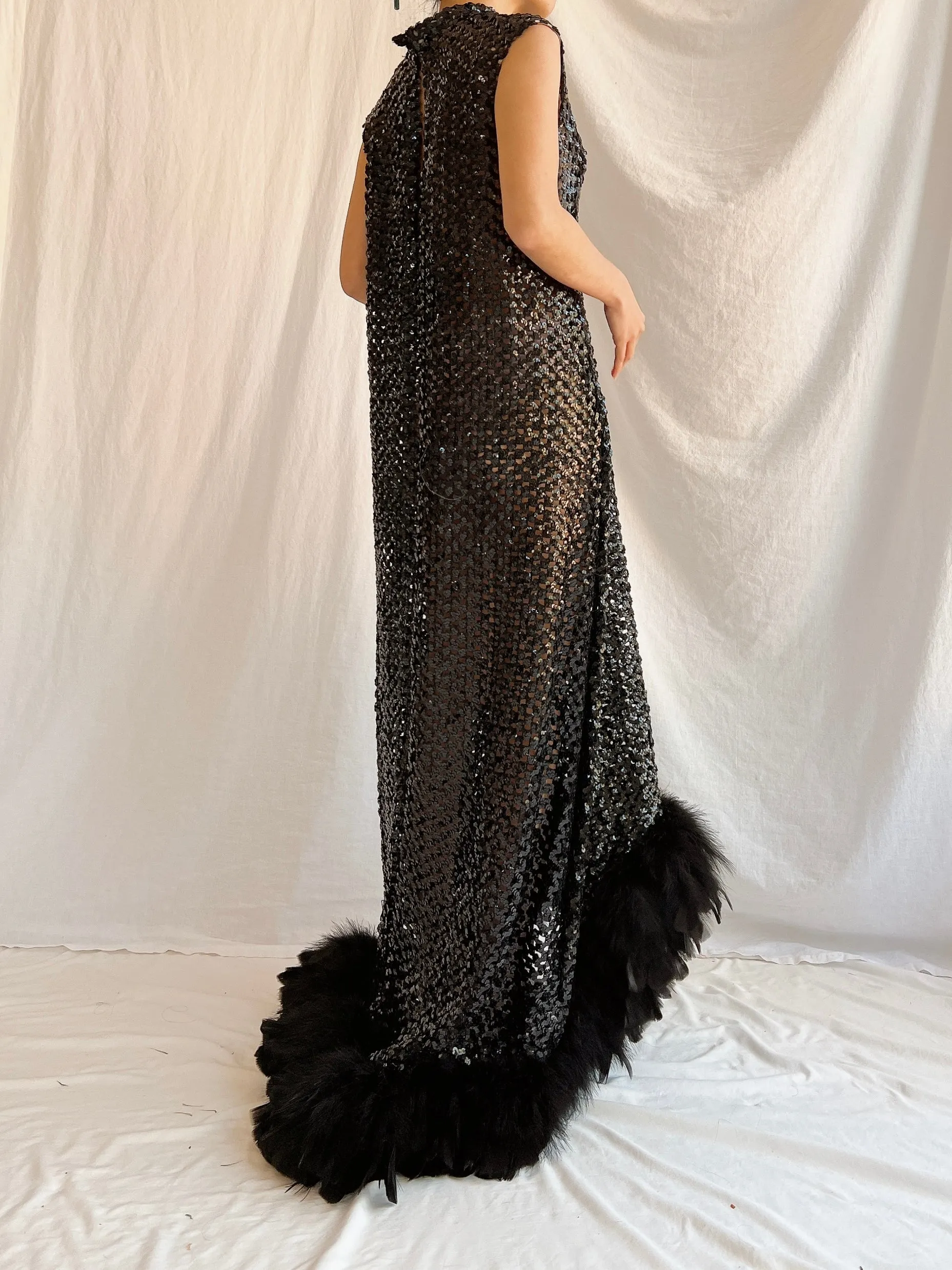 1960s Sheer Knitted Sequins Dress - M/L