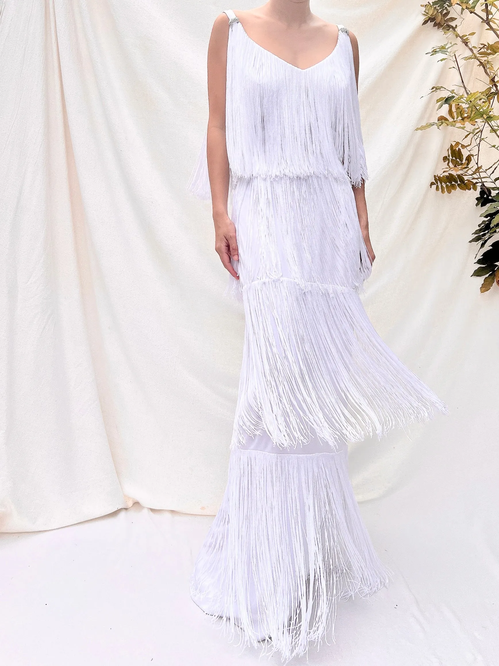 1980s Lilli Diamond Tiered Gown - M