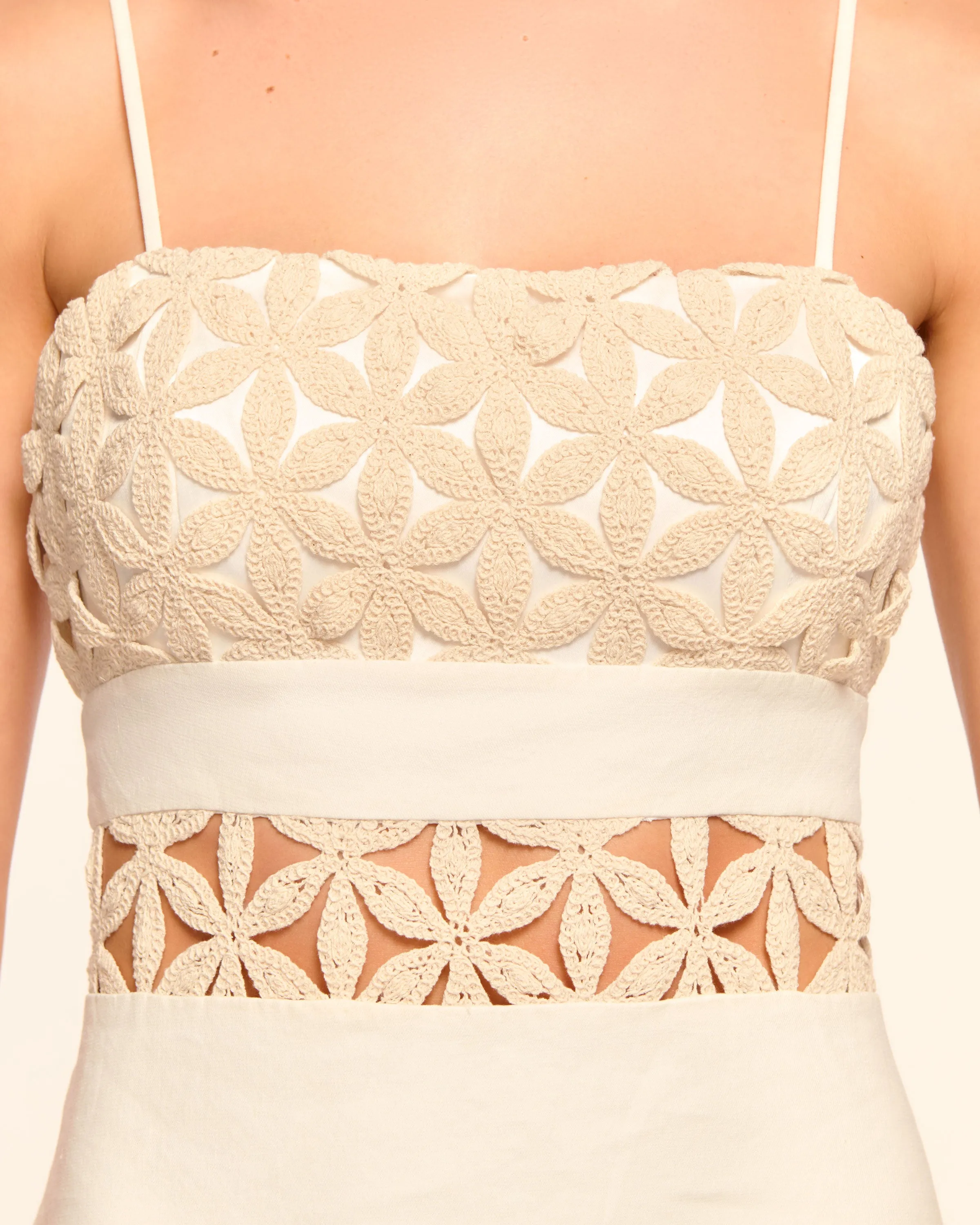 Abby Embellished Linen Cutout Midi Dress