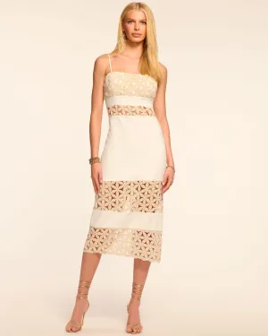 Abby Embellished Linen Cutout Midi Dress
