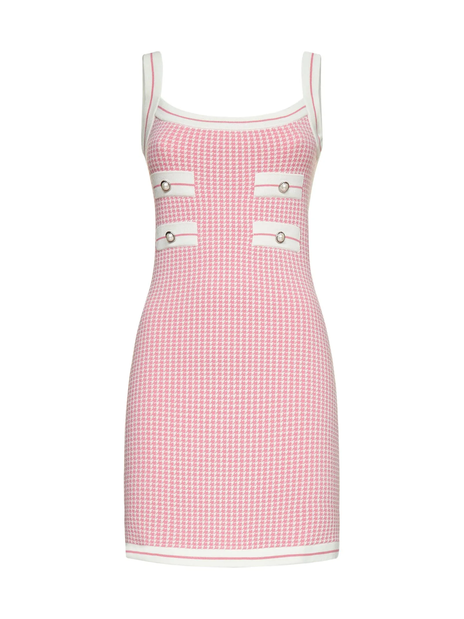 Alessandra Rich Houndstooth Check Knitted Mini Dress
