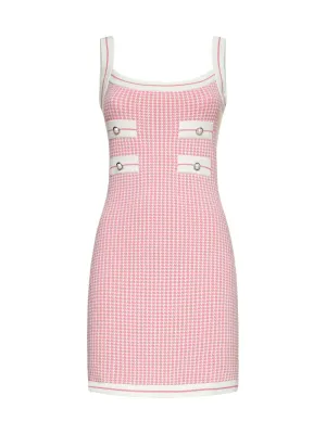 Alessandra Rich Houndstooth Check Knitted Mini Dress