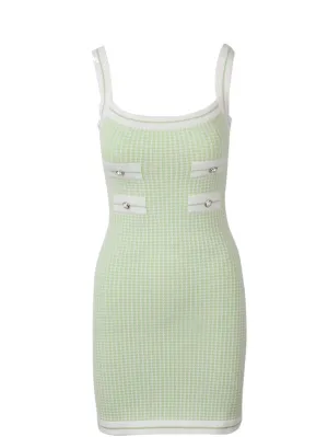 Alessandra Rich Houndstooth Check Knitted Mini Dress