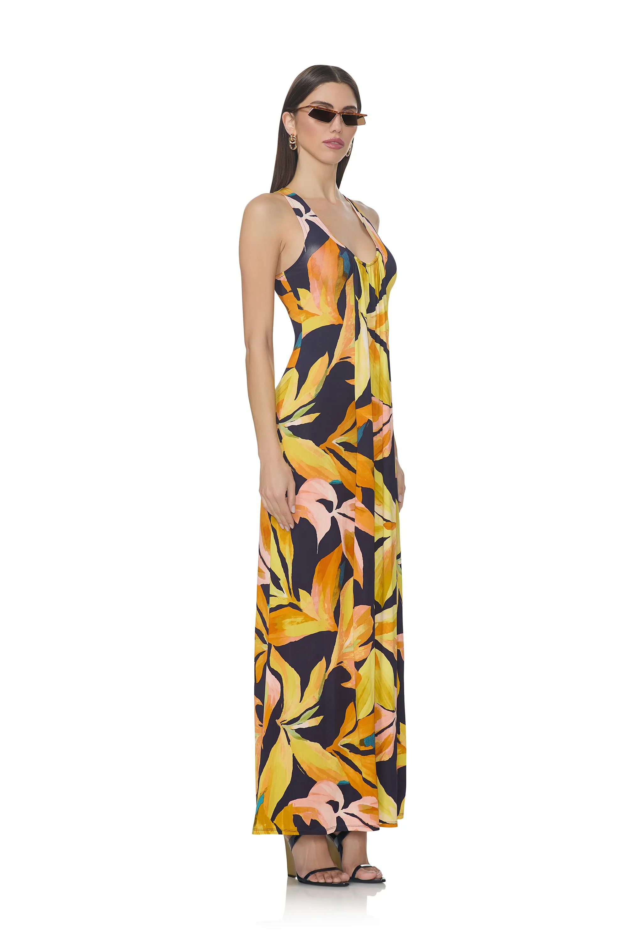Aliza Dress - Navy Tropical