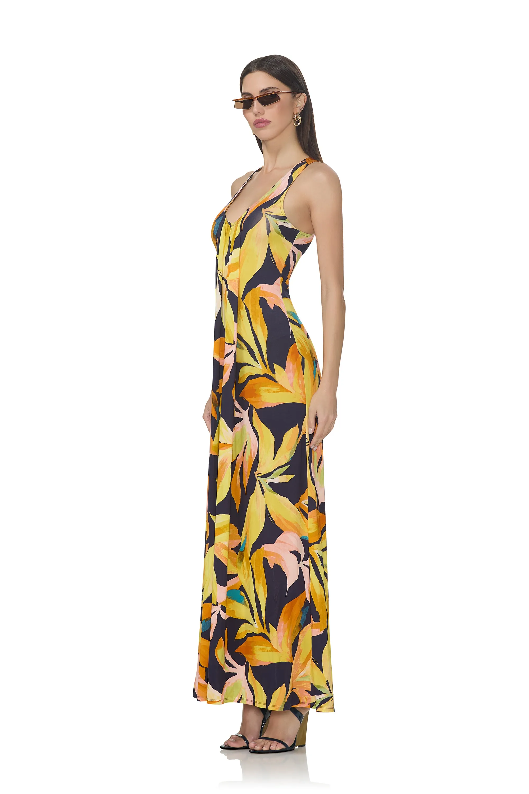 Aliza Dress - Navy Tropical