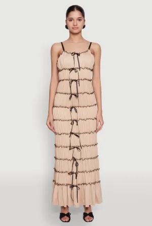 Almost Famous Bow Contrast Tiered Maxi Dress