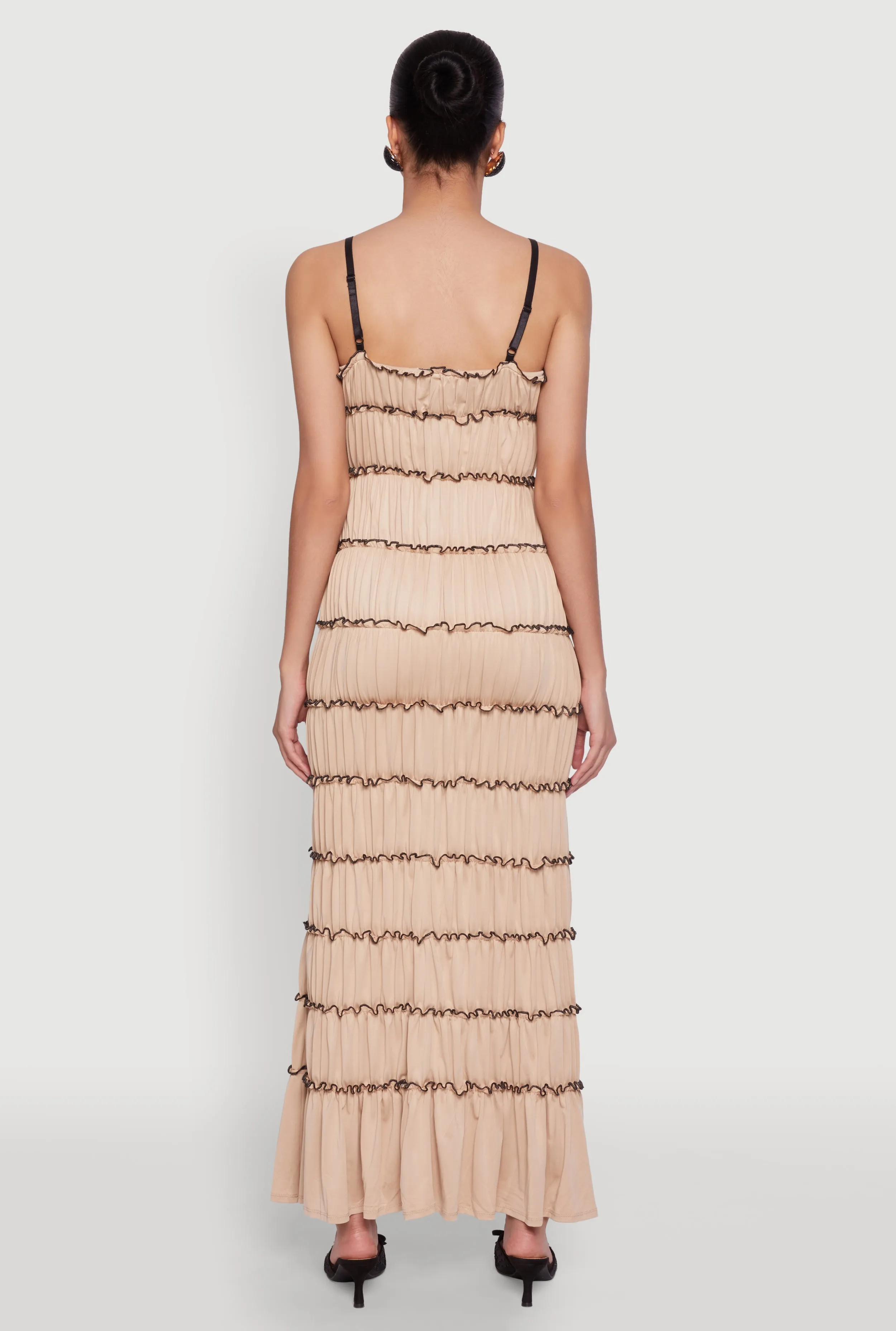 Almost Famous Bow Contrast Tiered Maxi Dress