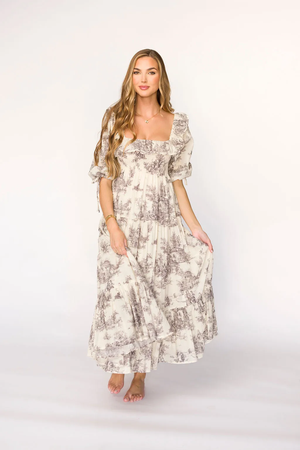 Amali Dress in Ivory - 100% Cotton & Bump Friendly