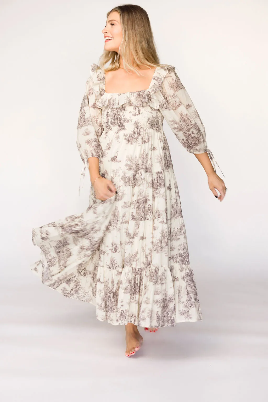 Amali Dress in Ivory - 100% Cotton & Bump Friendly