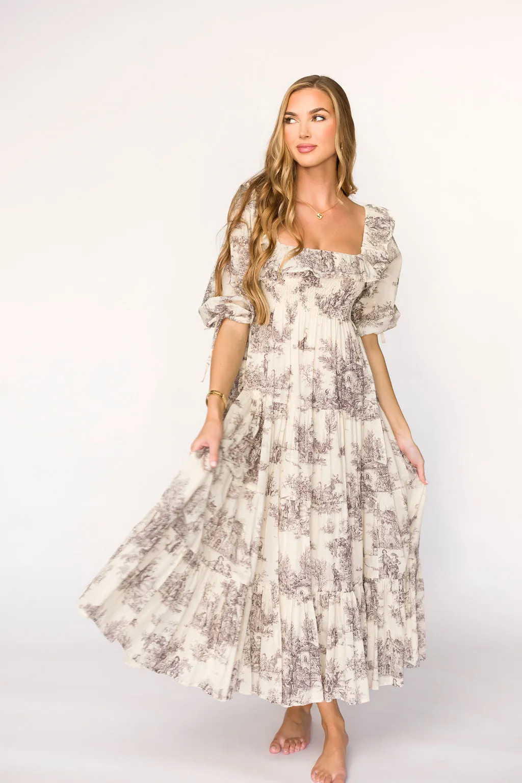 Amali Dress in Ivory - 100% Cotton & Bump Friendly