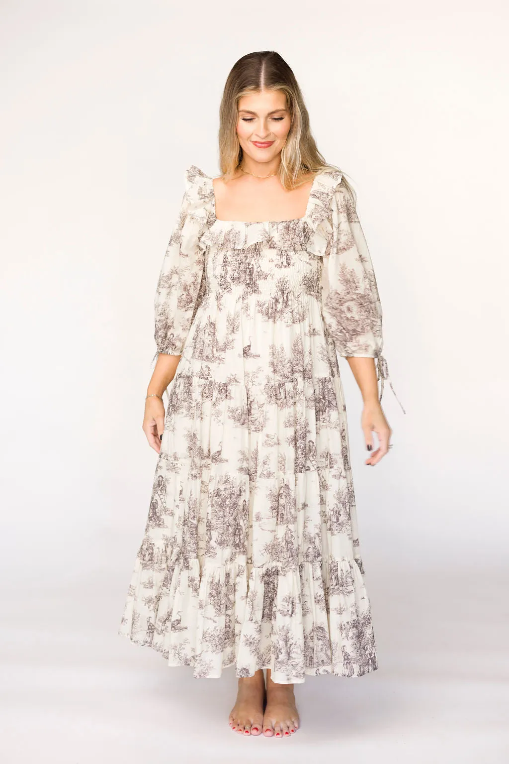 Amali Dress in Ivory - 100% Cotton & Bump Friendly