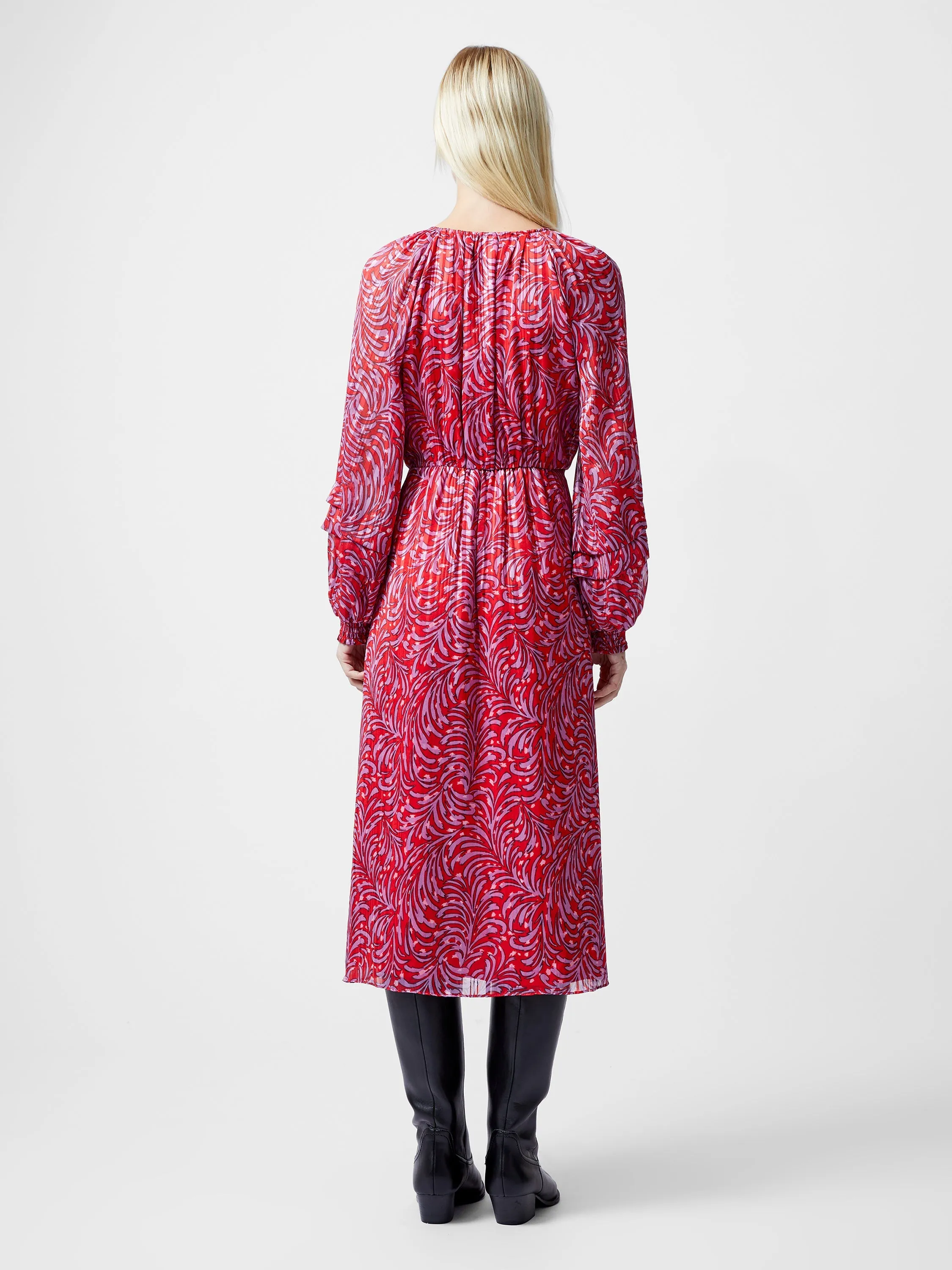 Amy Callista Printed Long Sleeve Midi Dress