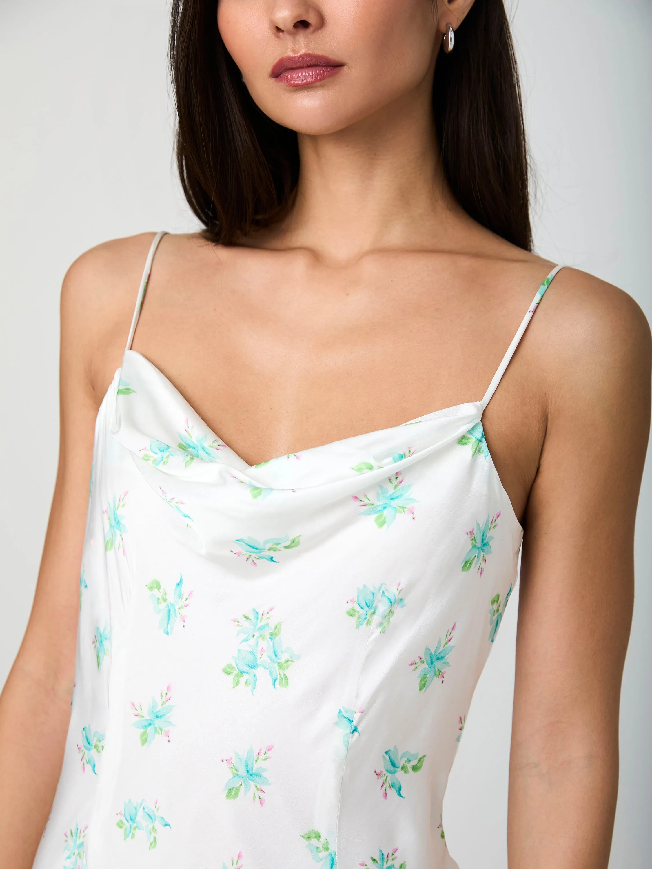 Anna Fleur Satin Cowl Midi Dress