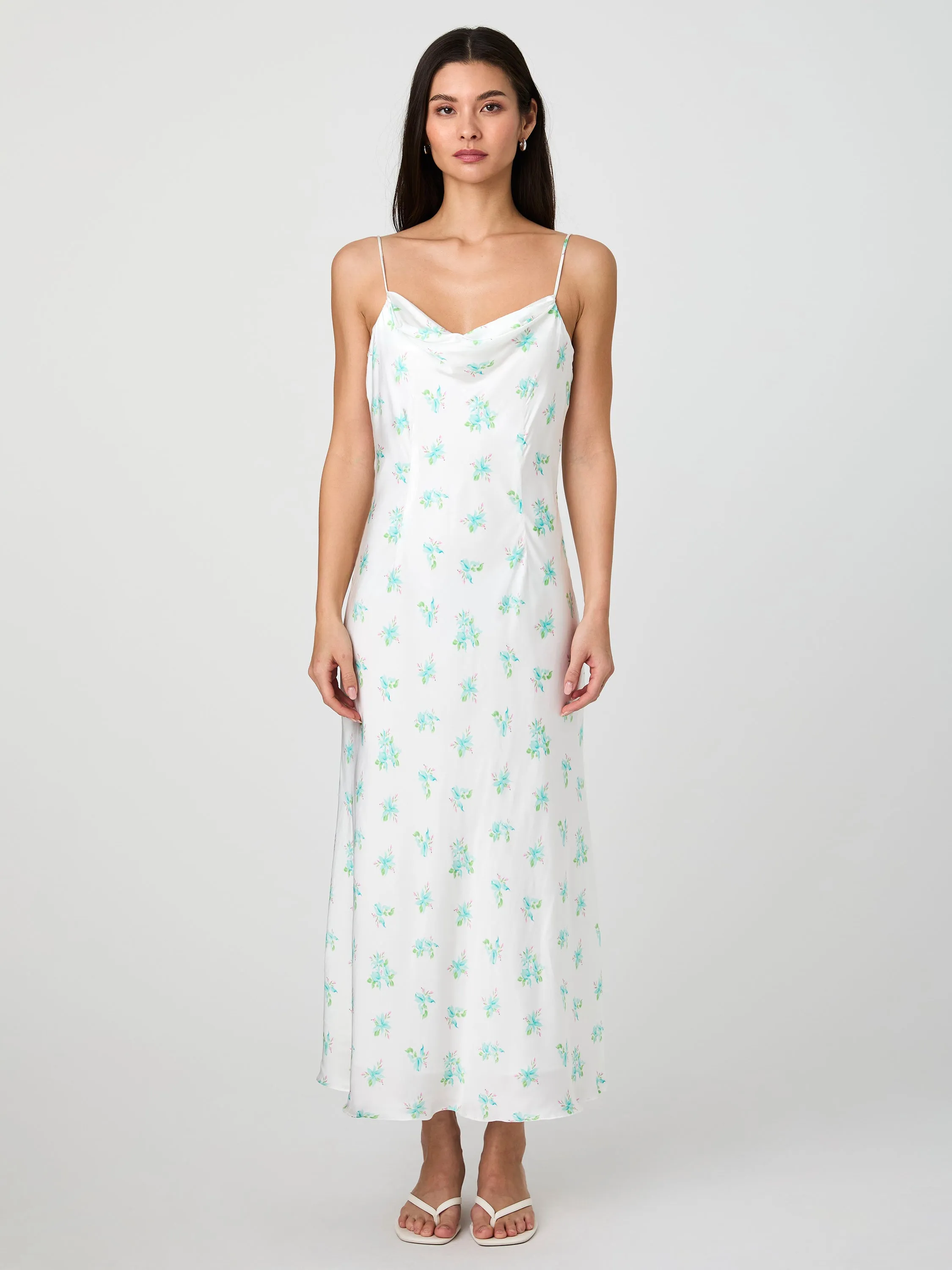 Anna Fleur Satin Cowl Midi Dress