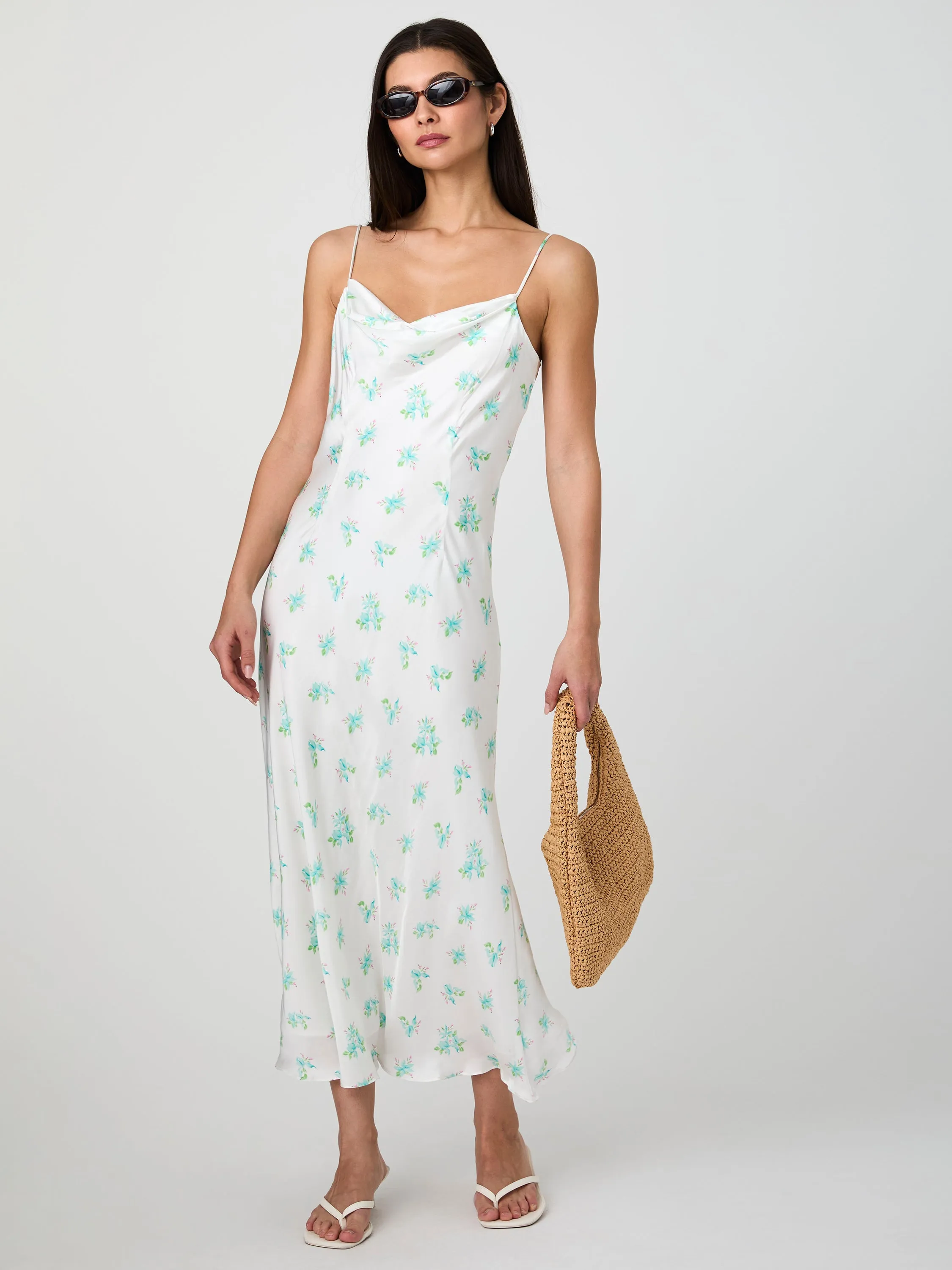 Anna Fleur Satin Cowl Midi Dress