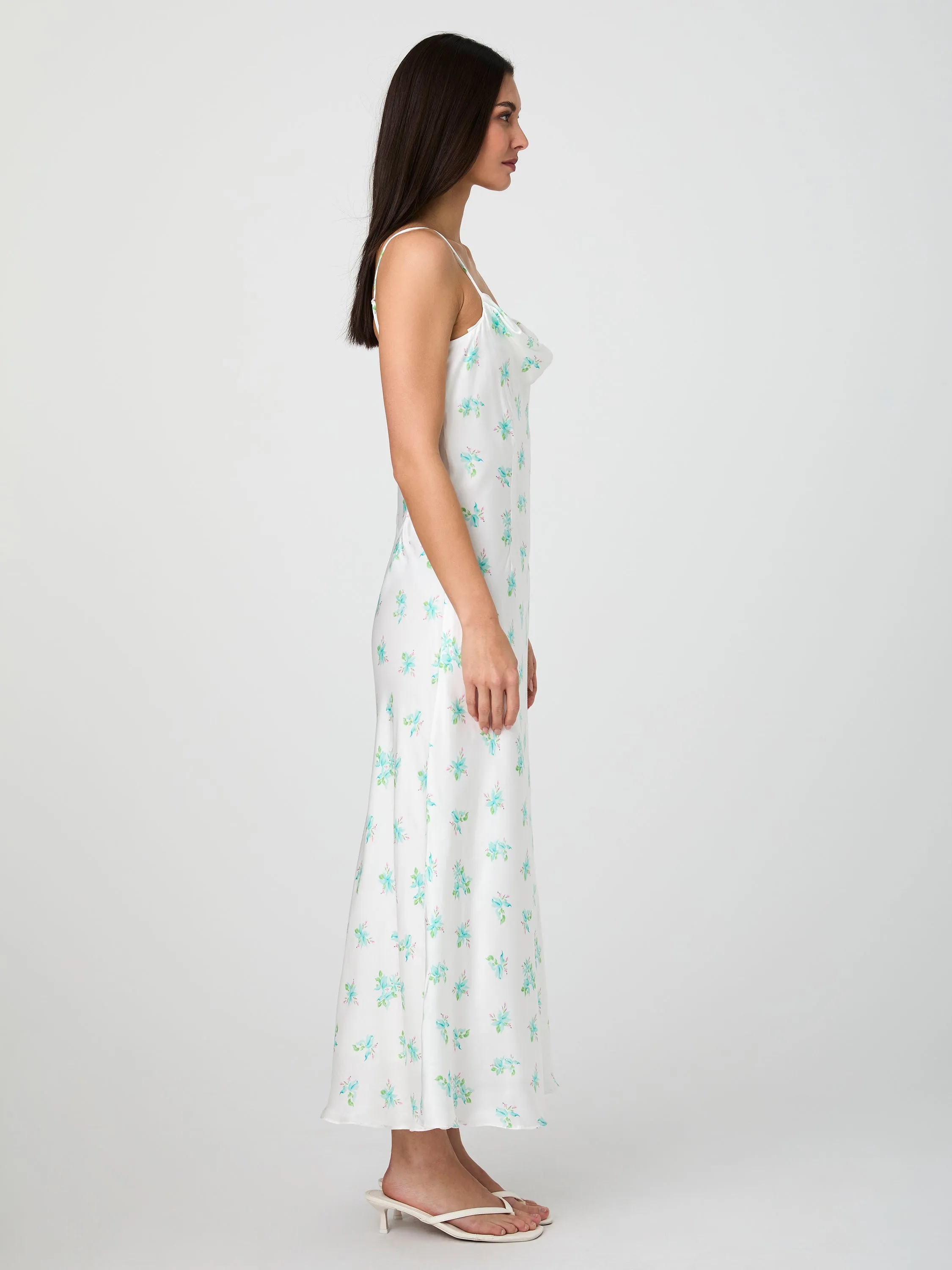 Anna Fleur Satin Cowl Midi Dress