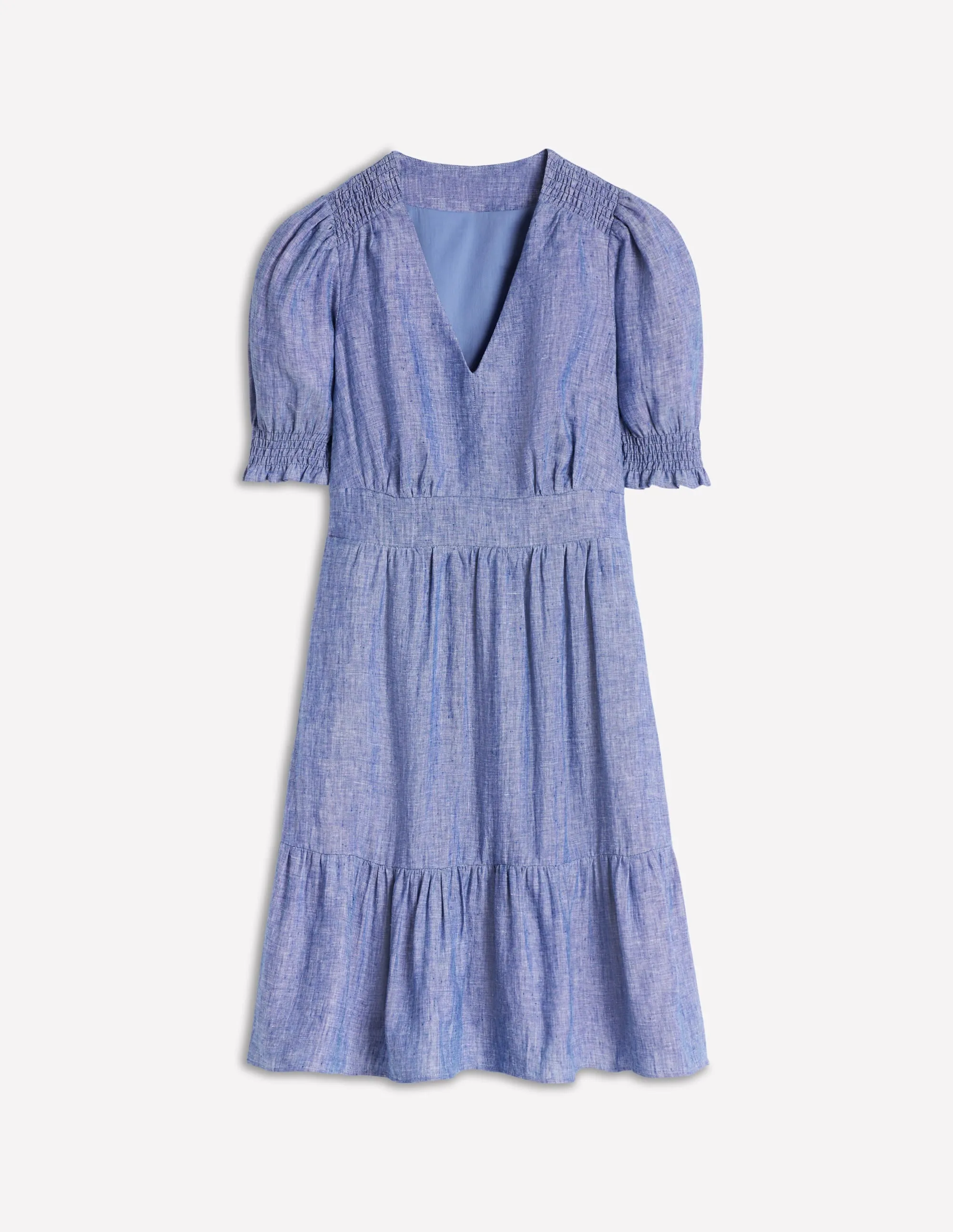 Anna Linen Short Dress-Authentic Blue Chambray