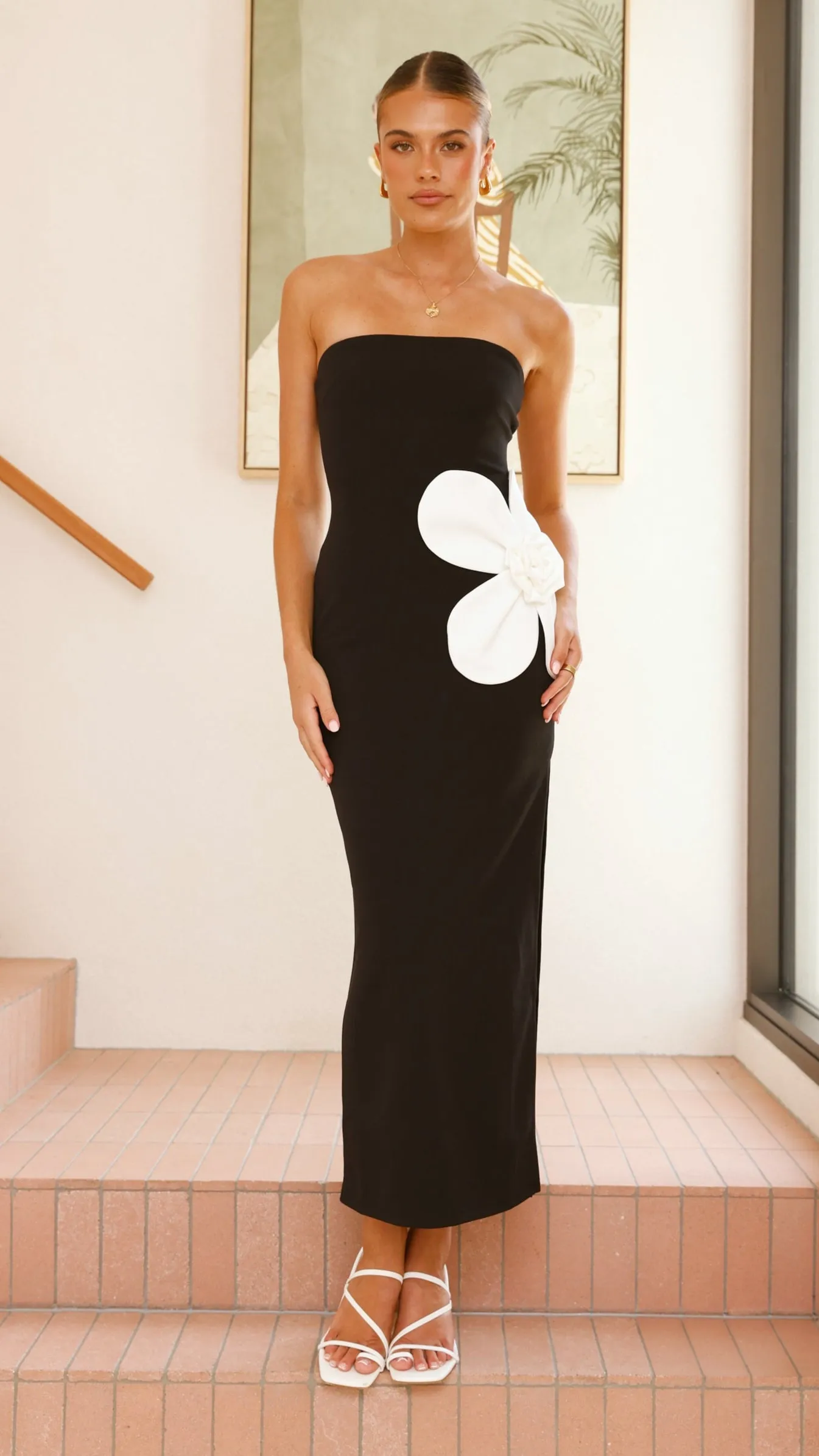 Athena Maxi Dress - Black/White