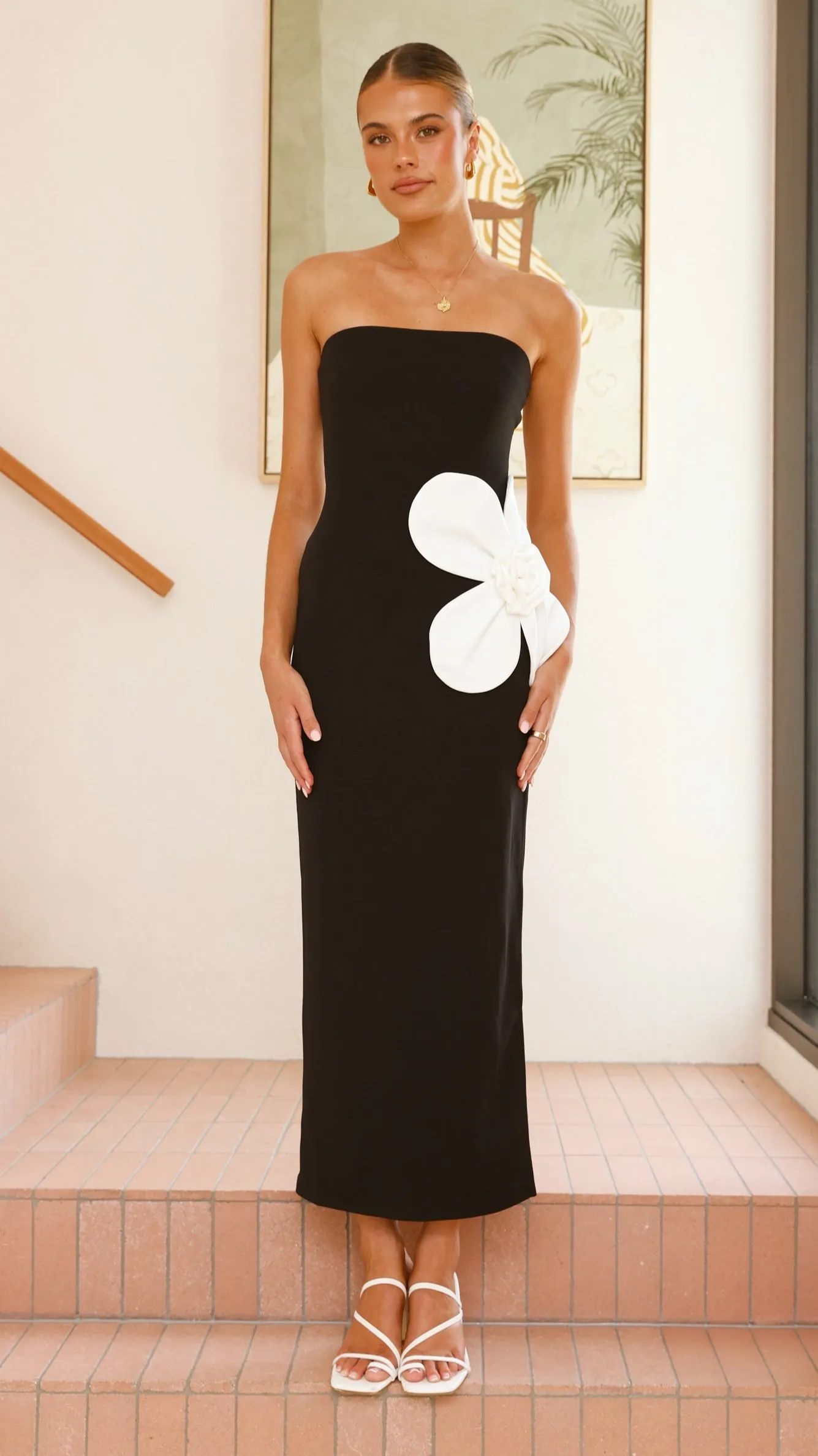 Athena Maxi Dress - Black/White