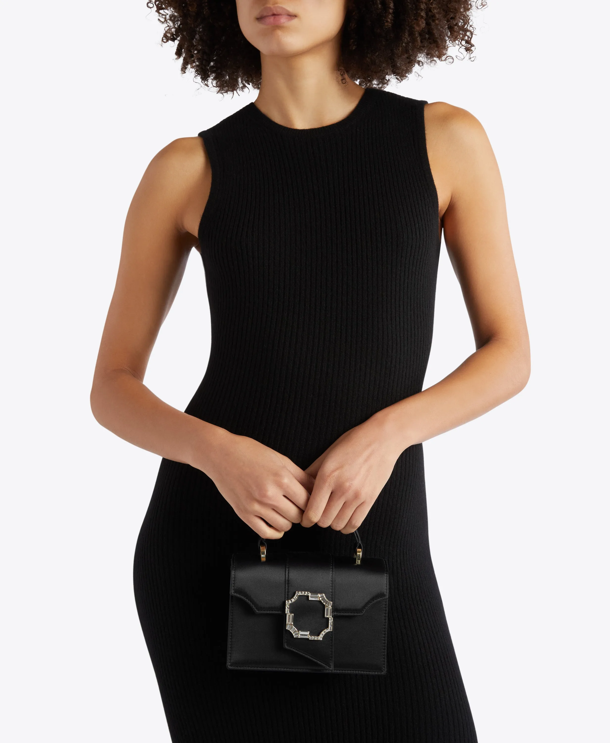 Audrey Black Satin Mini Handbag