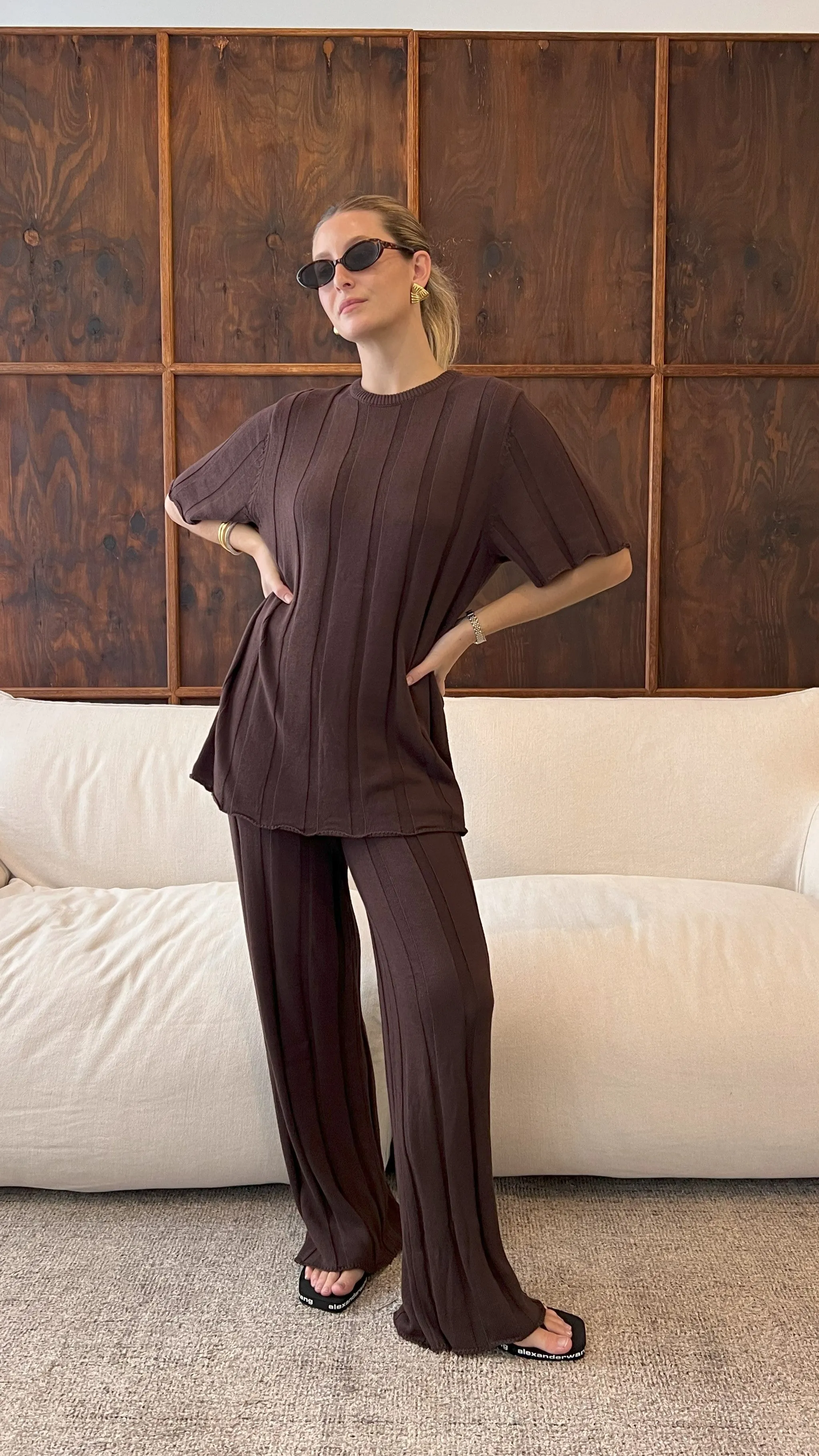 Bayu Knit Pants - Brown