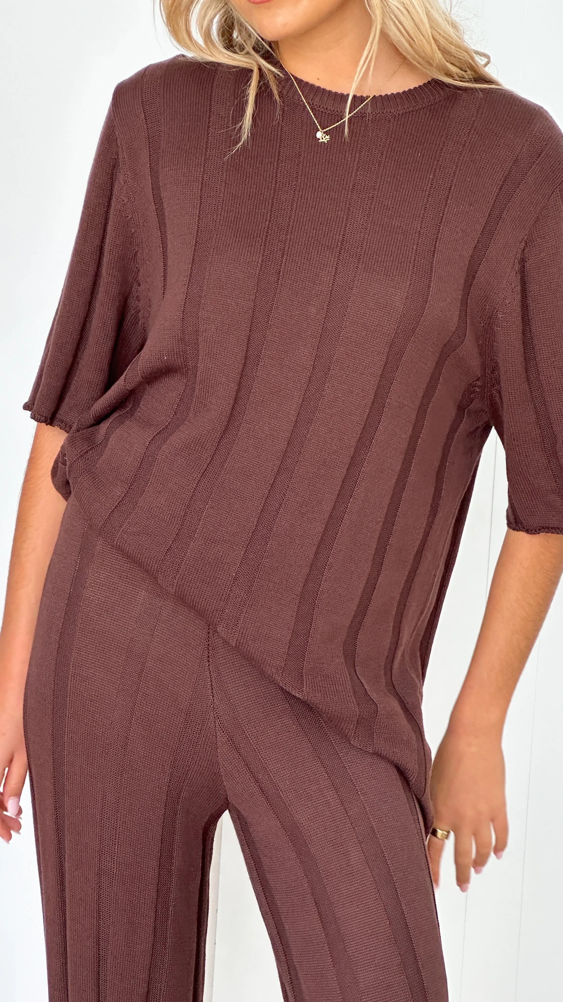 Bayu Knit Pants - Brown