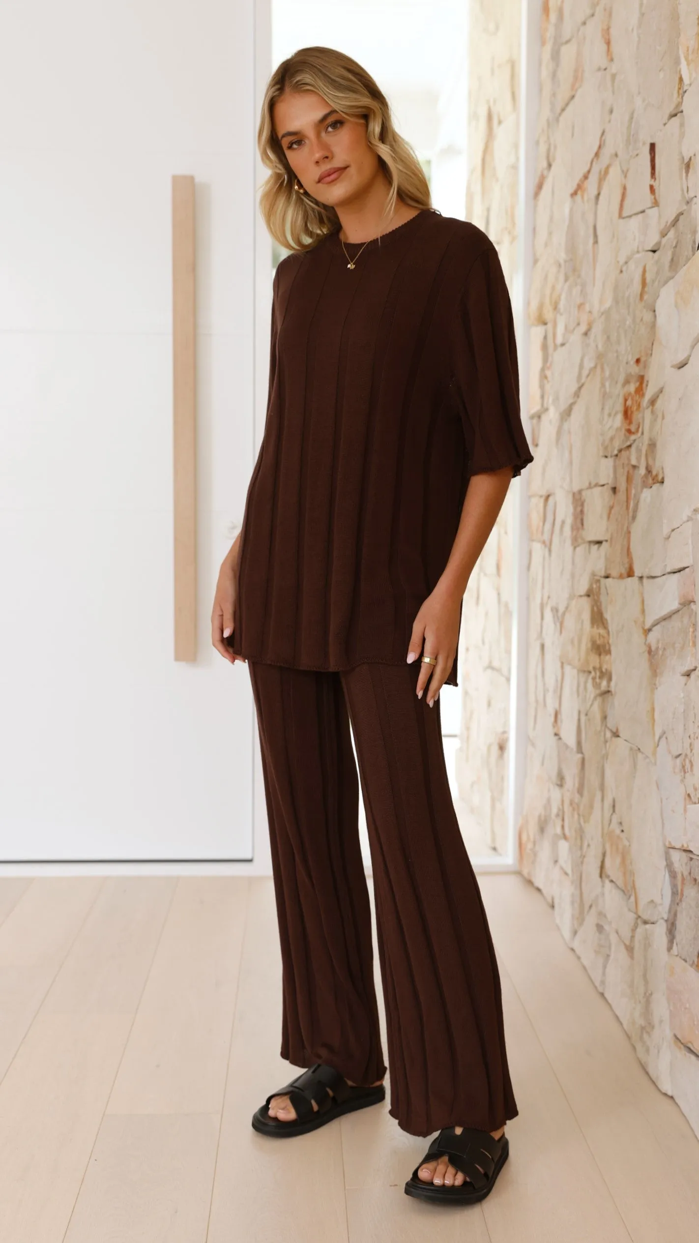 Bayu Knit Pants - Brown