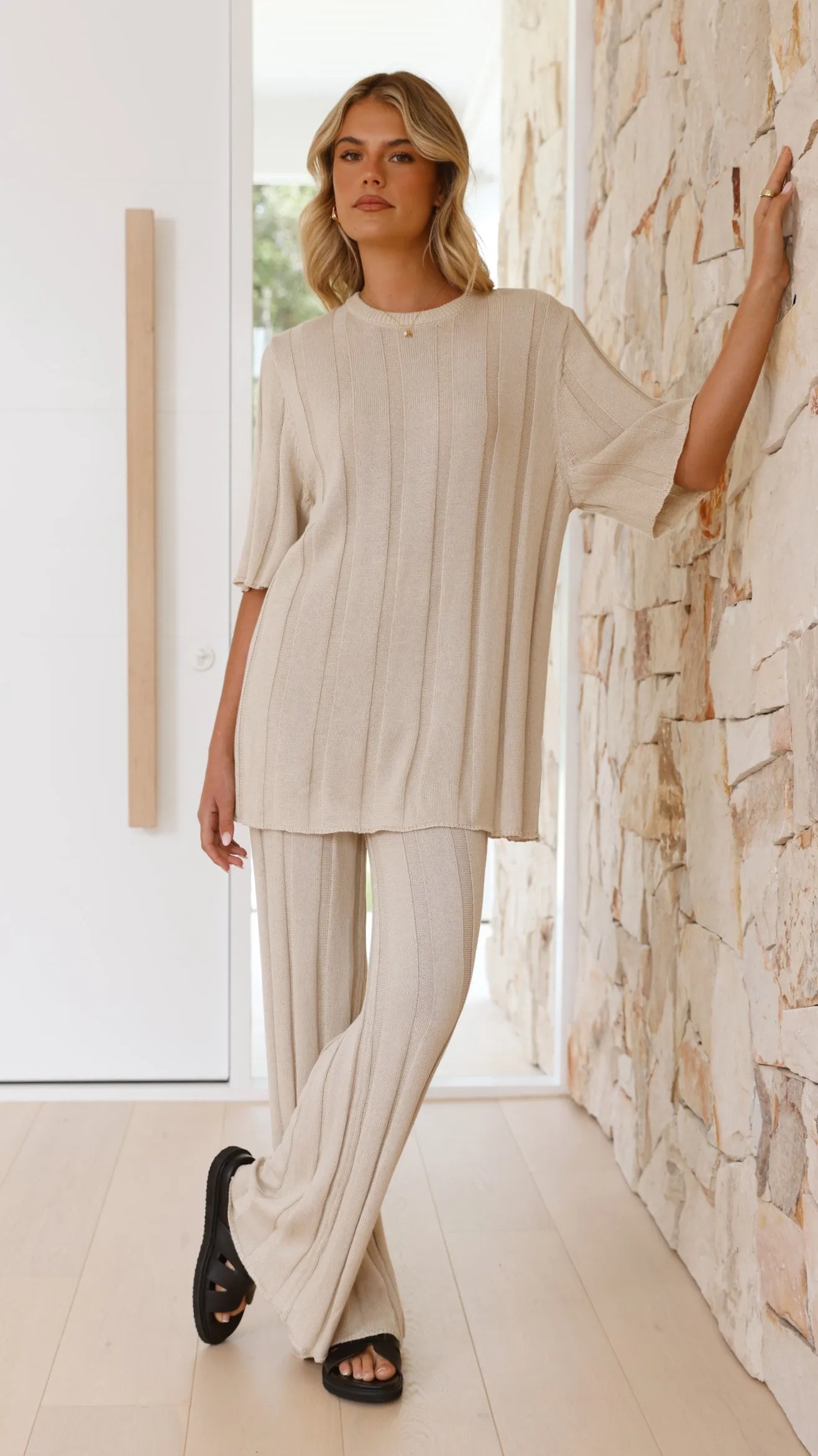 Bayu Knit Pants - Cream