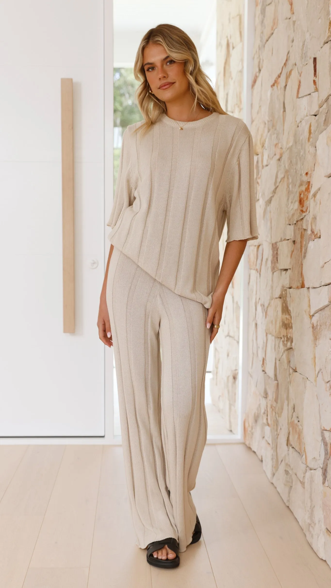 Bayu Knit Pants - Cream