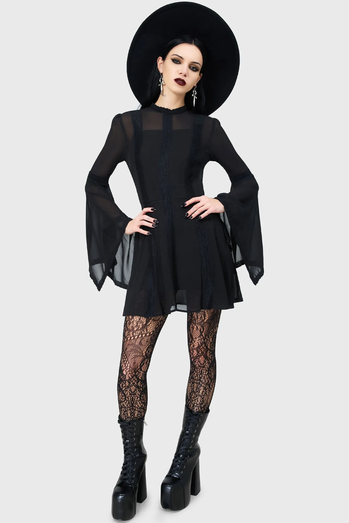 Begone Long Sleeve Mini Dress [BLACK]