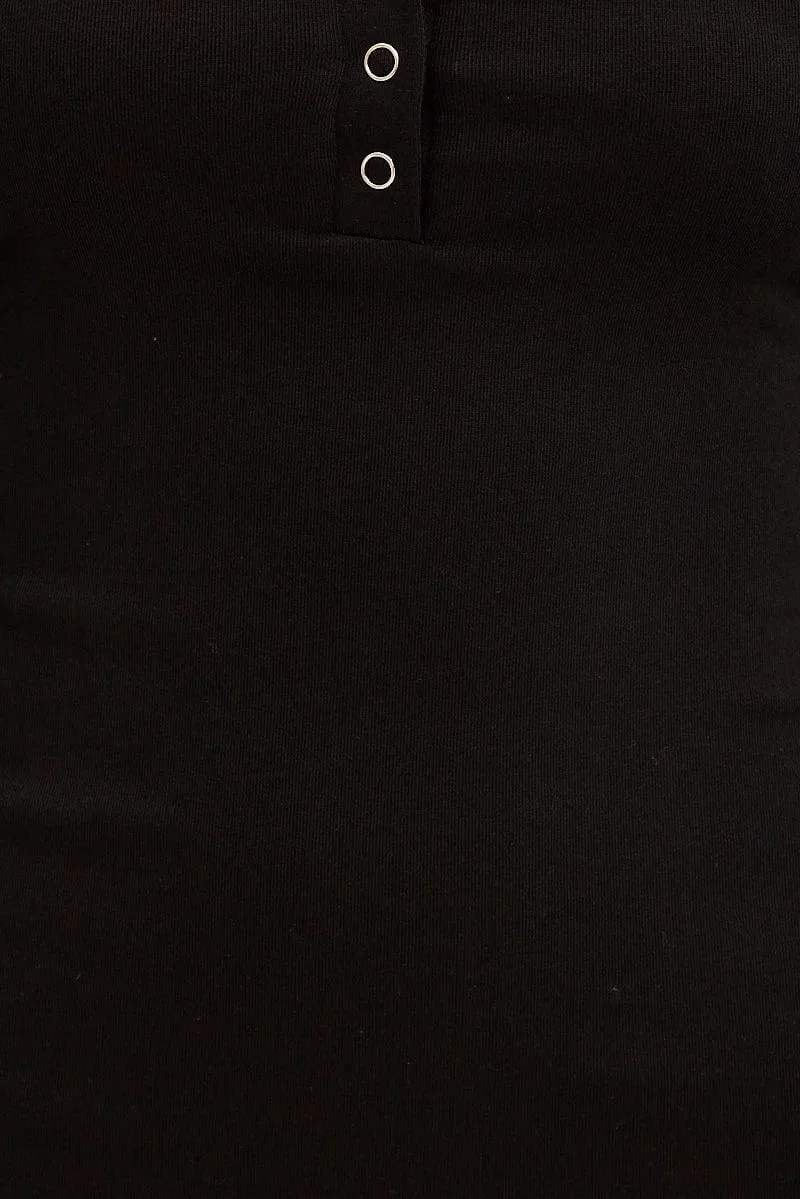 Black Bodycon Dress Sleeveless Button Front