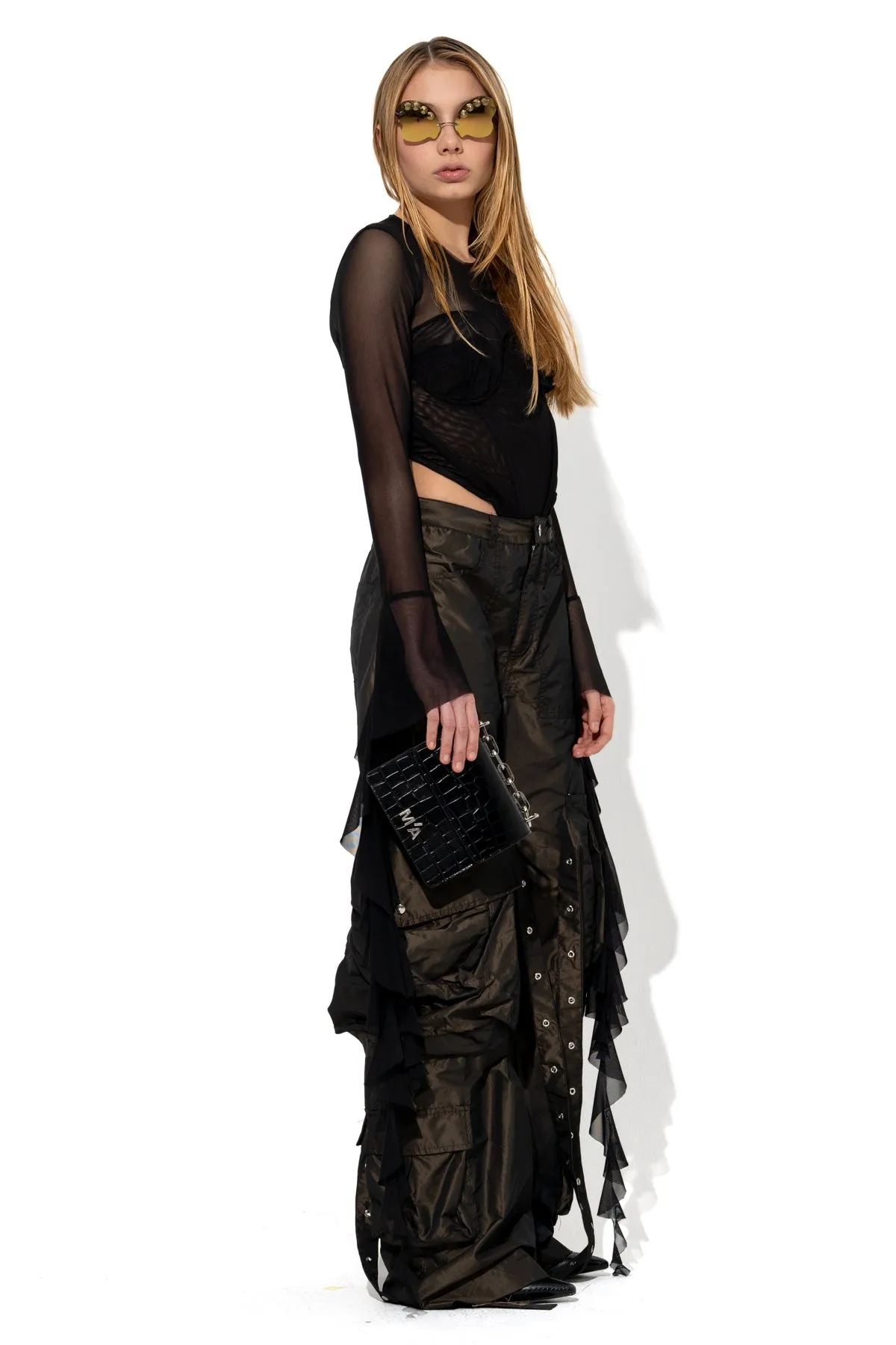BLACK MESH CORSET TOP
