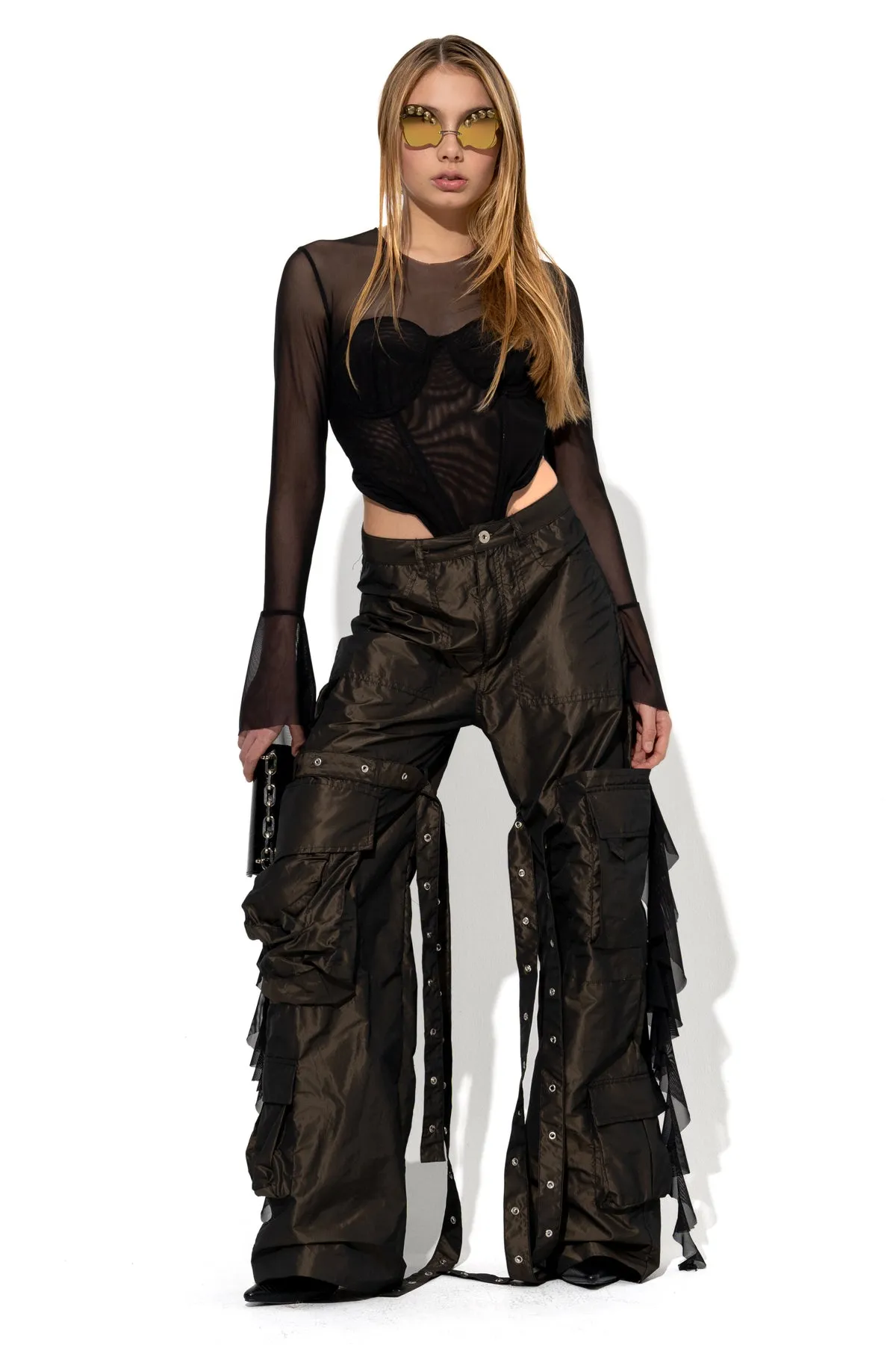 BLACK MESH CORSET TOP