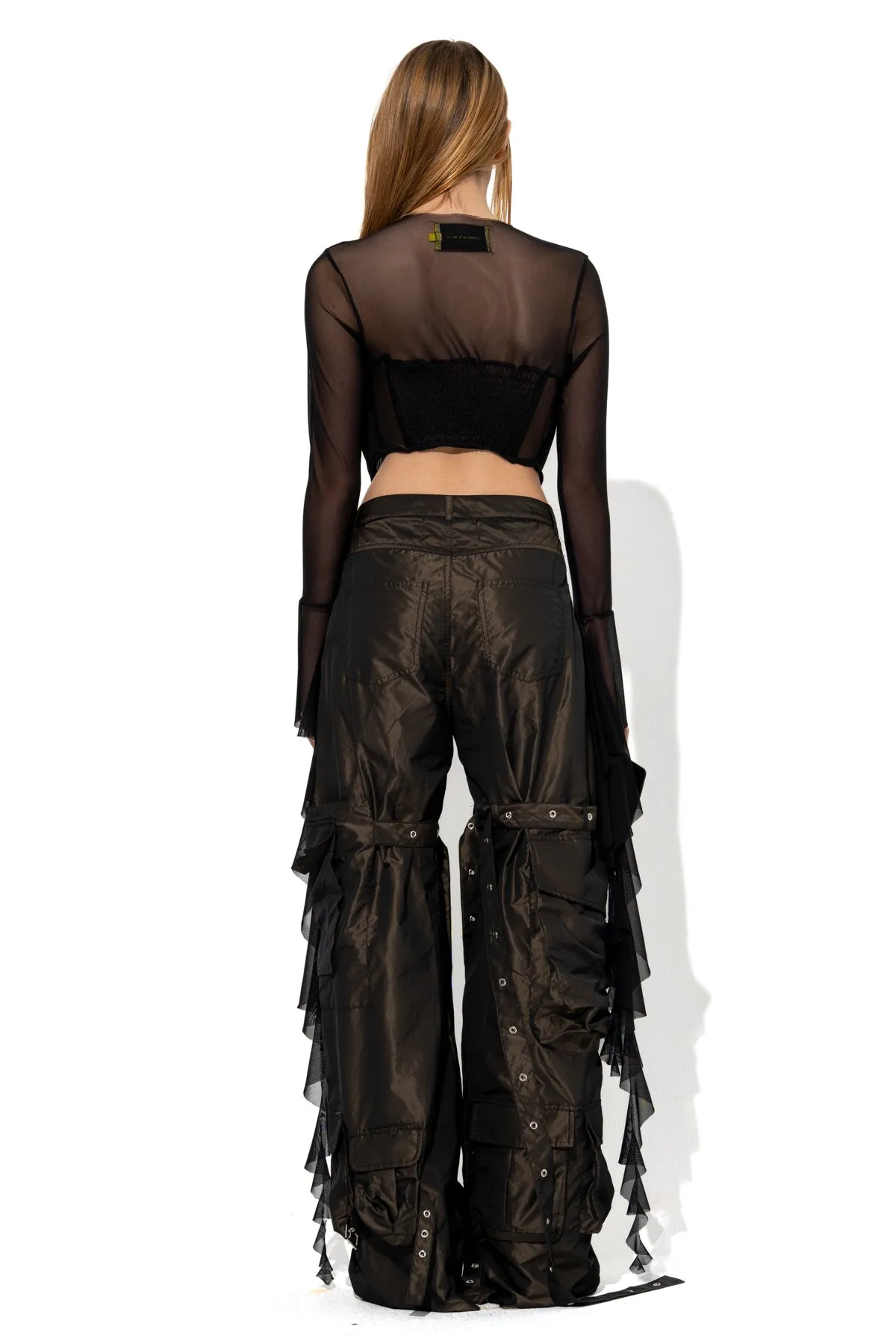 BLACK MESH CORSET TOP