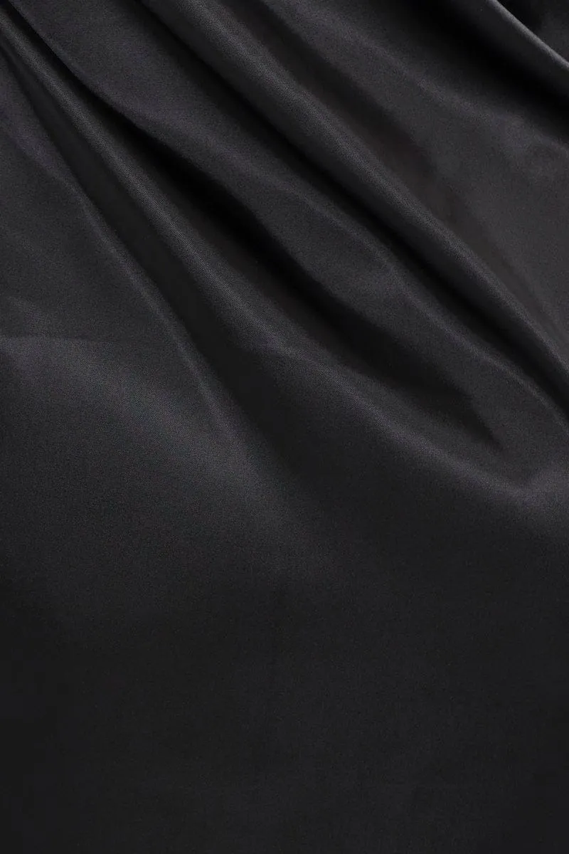 Black Satin Halter Neck Front Split Top
