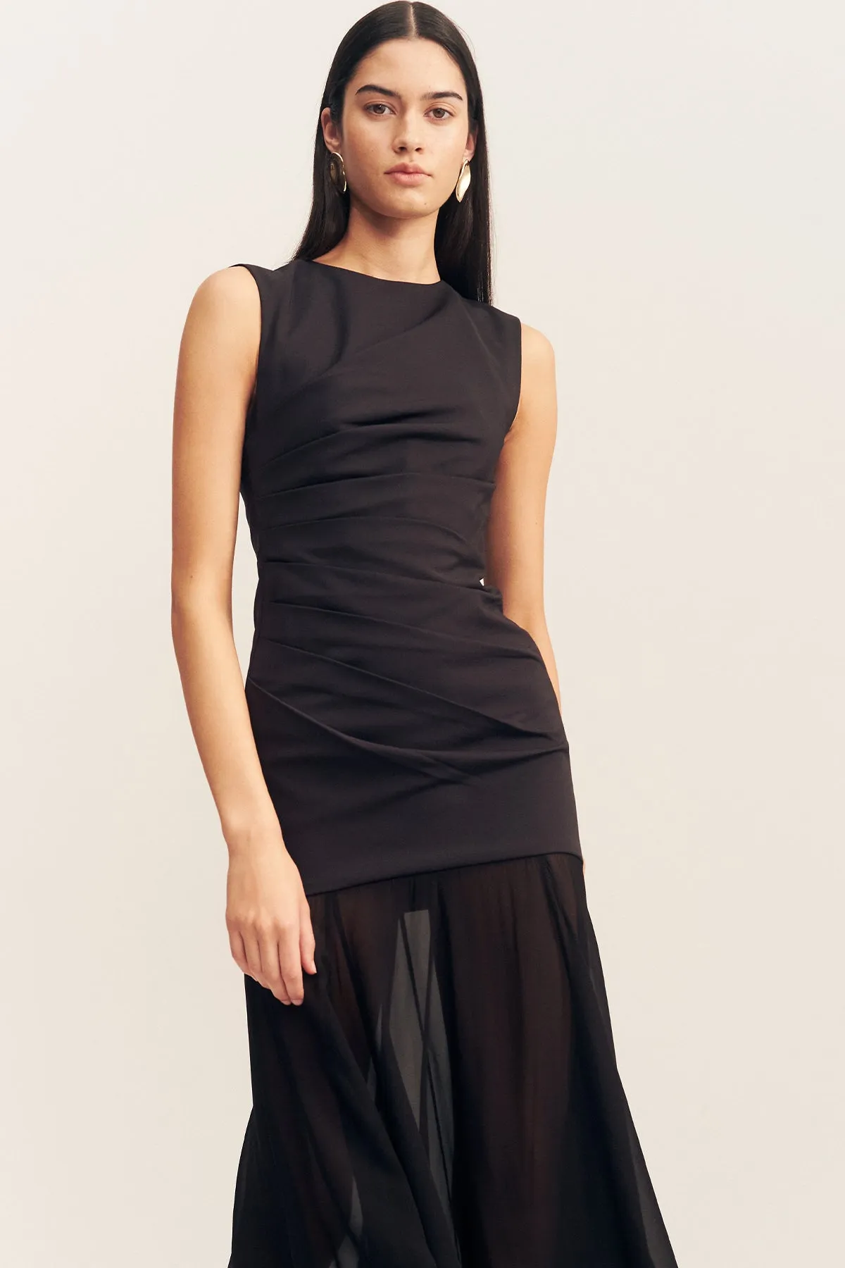 BLAINEY OPEN BACK DRAPED MAXI DRESS - BLACK