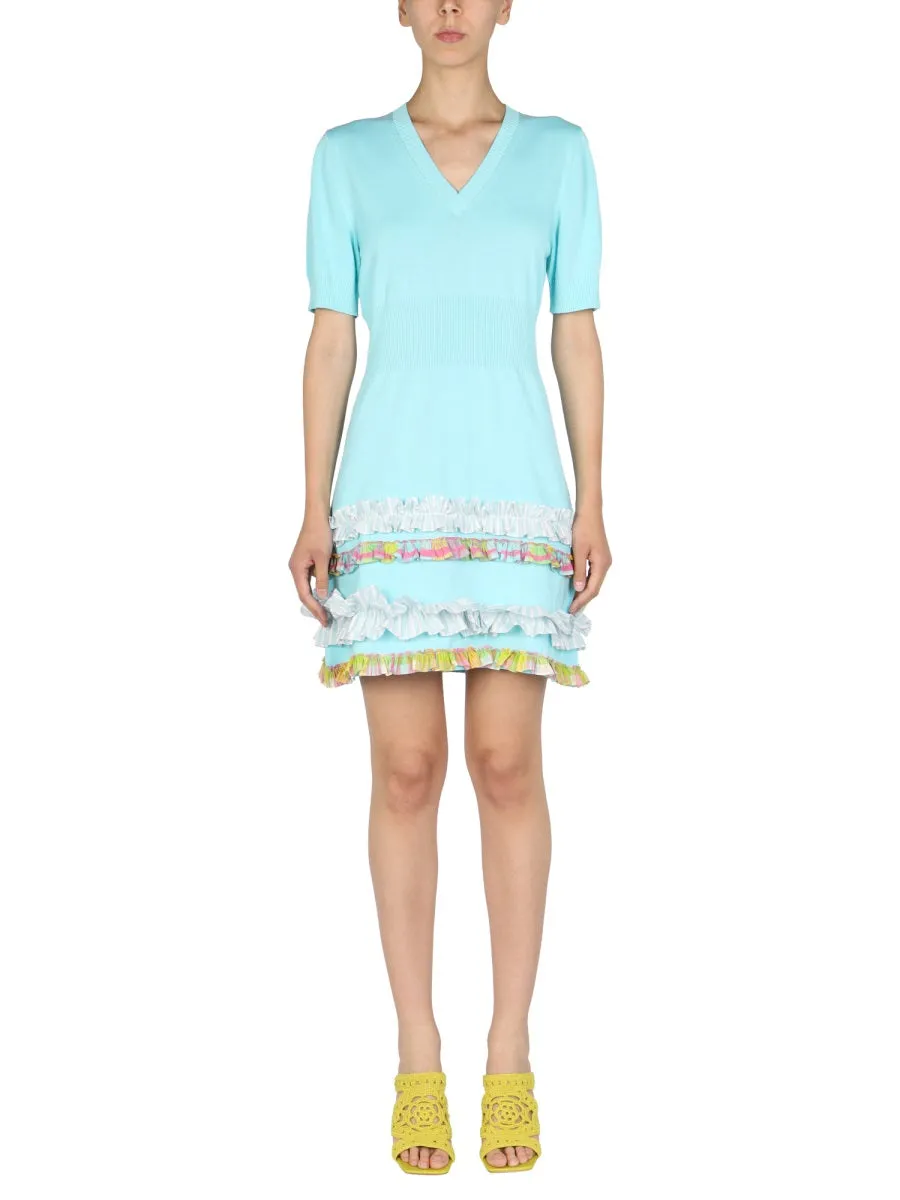 Boutique Moschino V-Neck Ruffled Dress