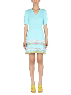 Boutique Moschino V-Neck Ruffled Dress