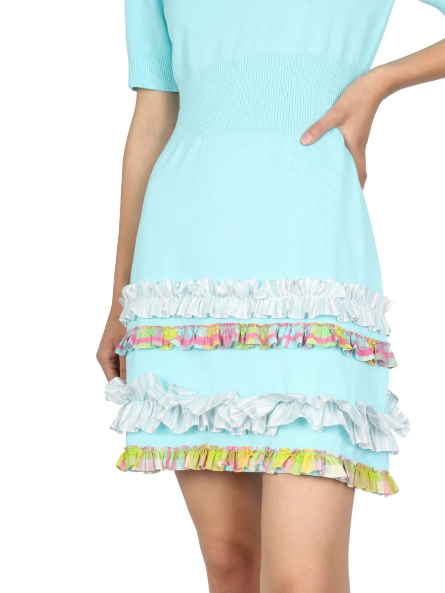 Boutique Moschino V-Neck Ruffled Dress